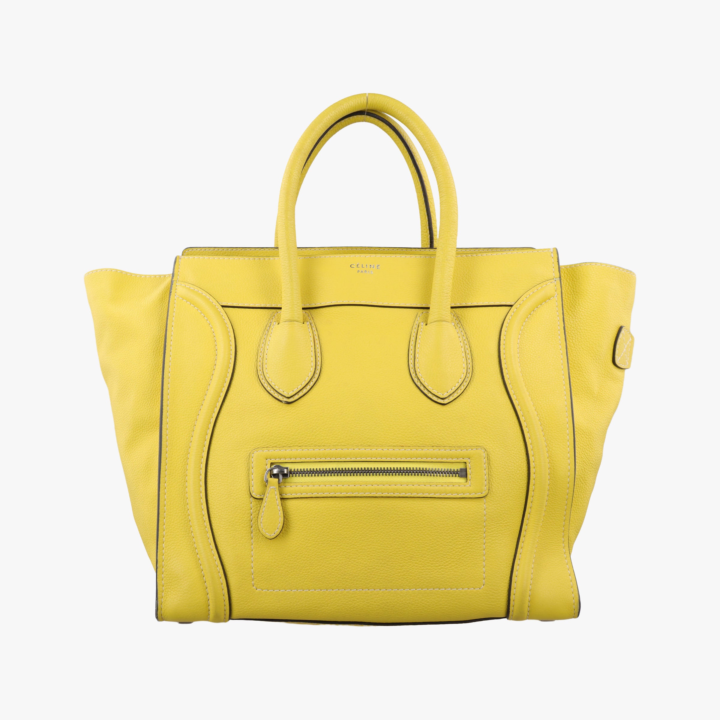 Vintage Celine Luggage Mini Shopper Yellow Leather  handbag | stylenewstar
