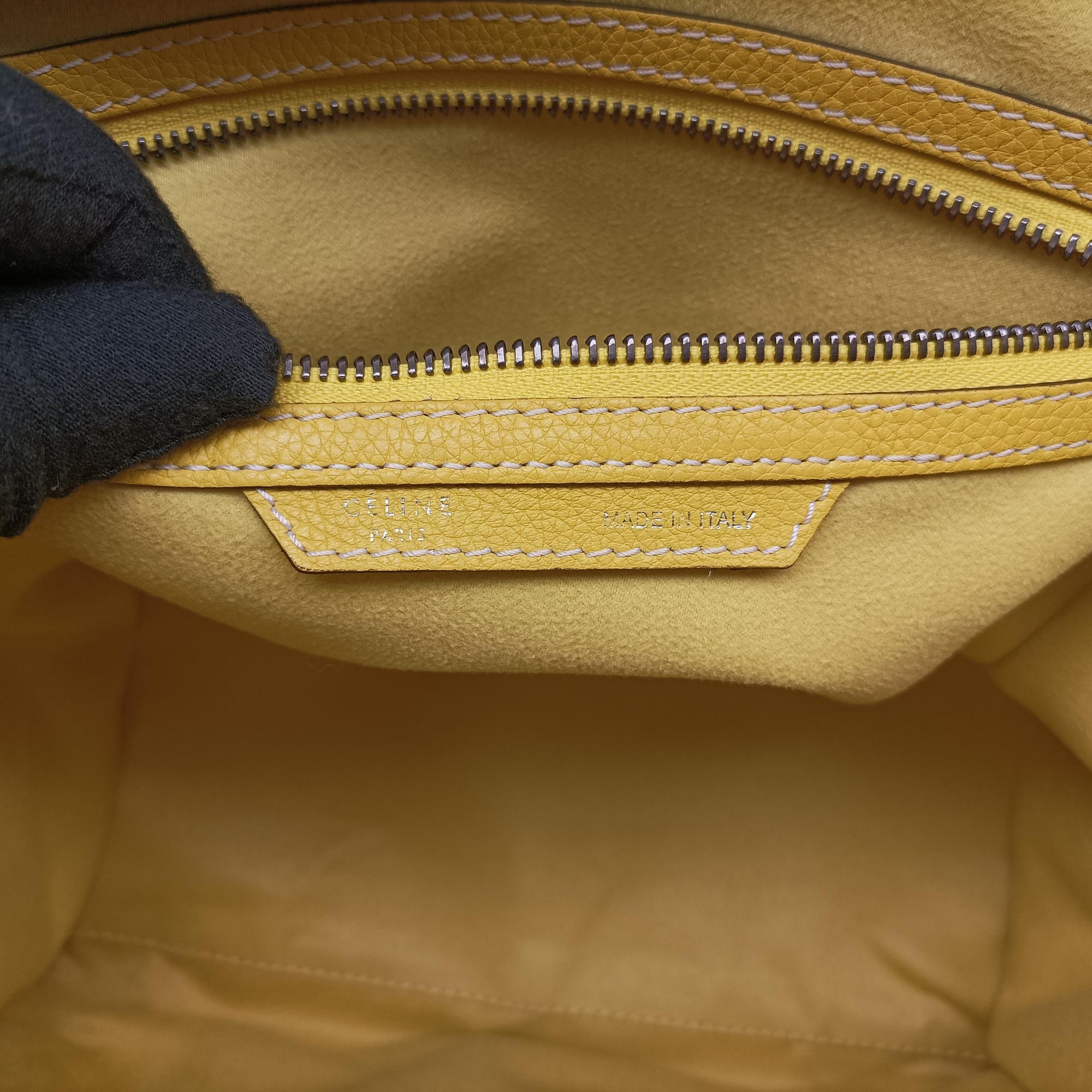 Vintage Celine Luggage Mini Shopper Yellow Leather  handbag | stylenewstar