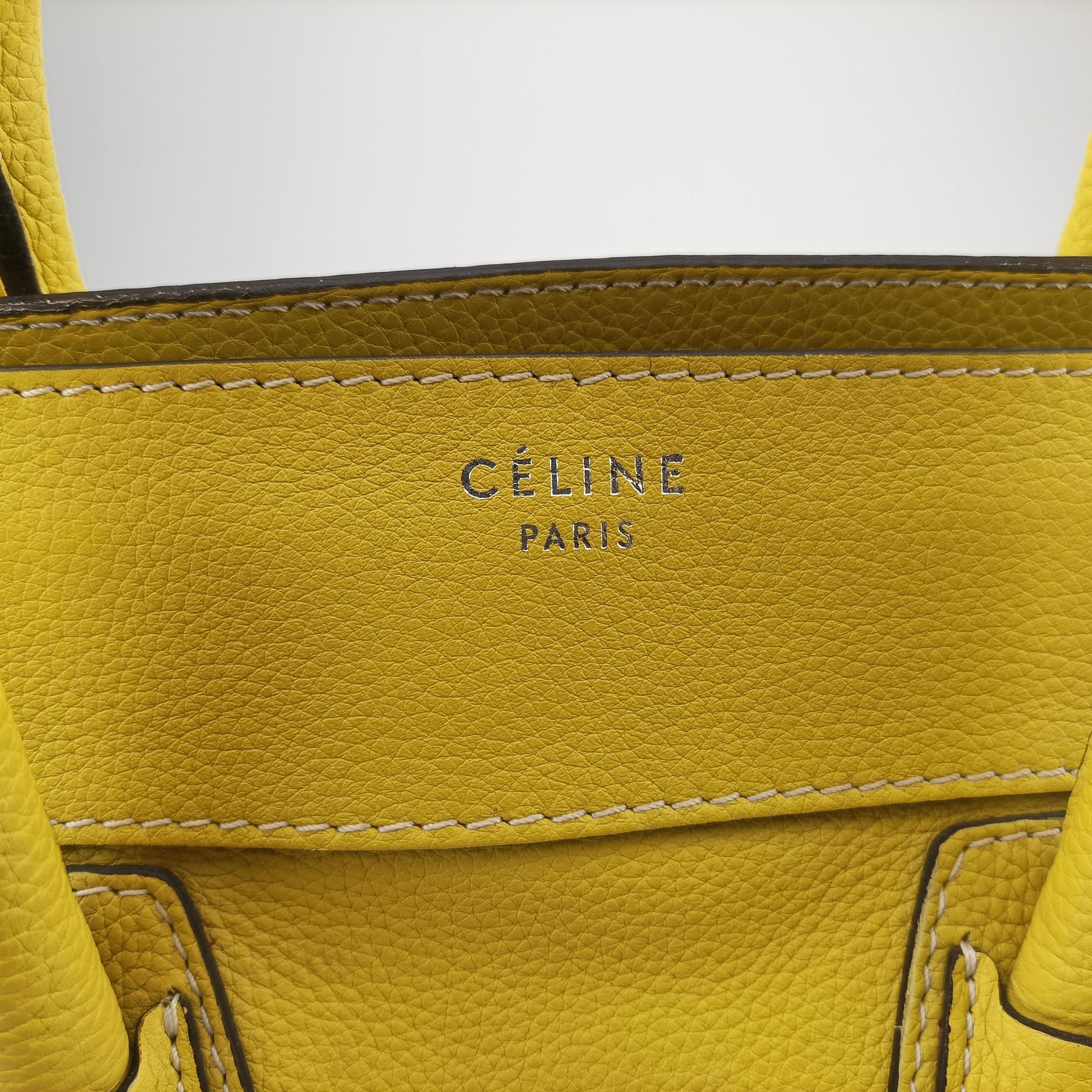 Vintage Celine Luggage Mini Shopper Yellow Leather  handbag | stylenewstar
