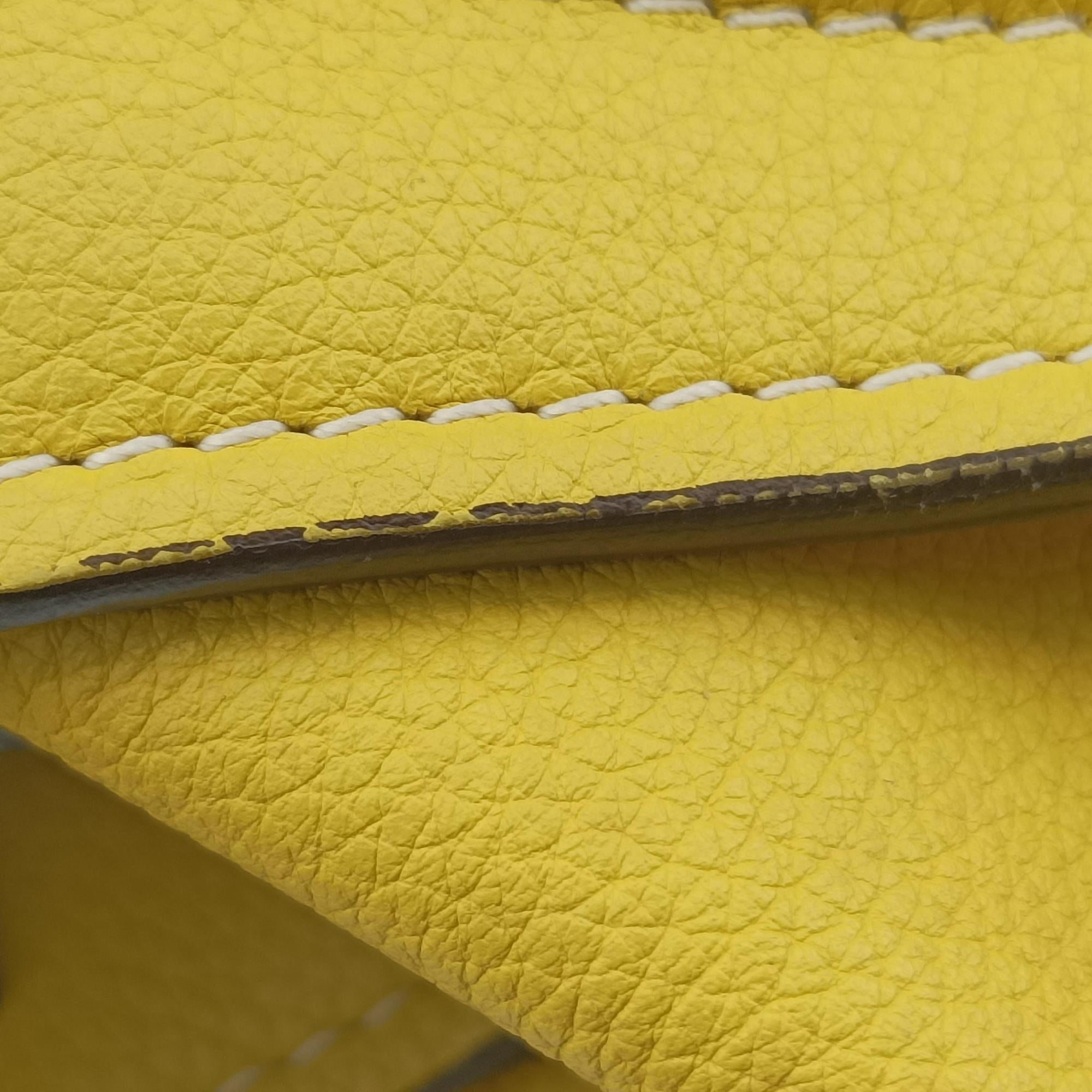 Vintage Celine Luggage Mini Shopper Yellow Leather  handbag | stylenewstar