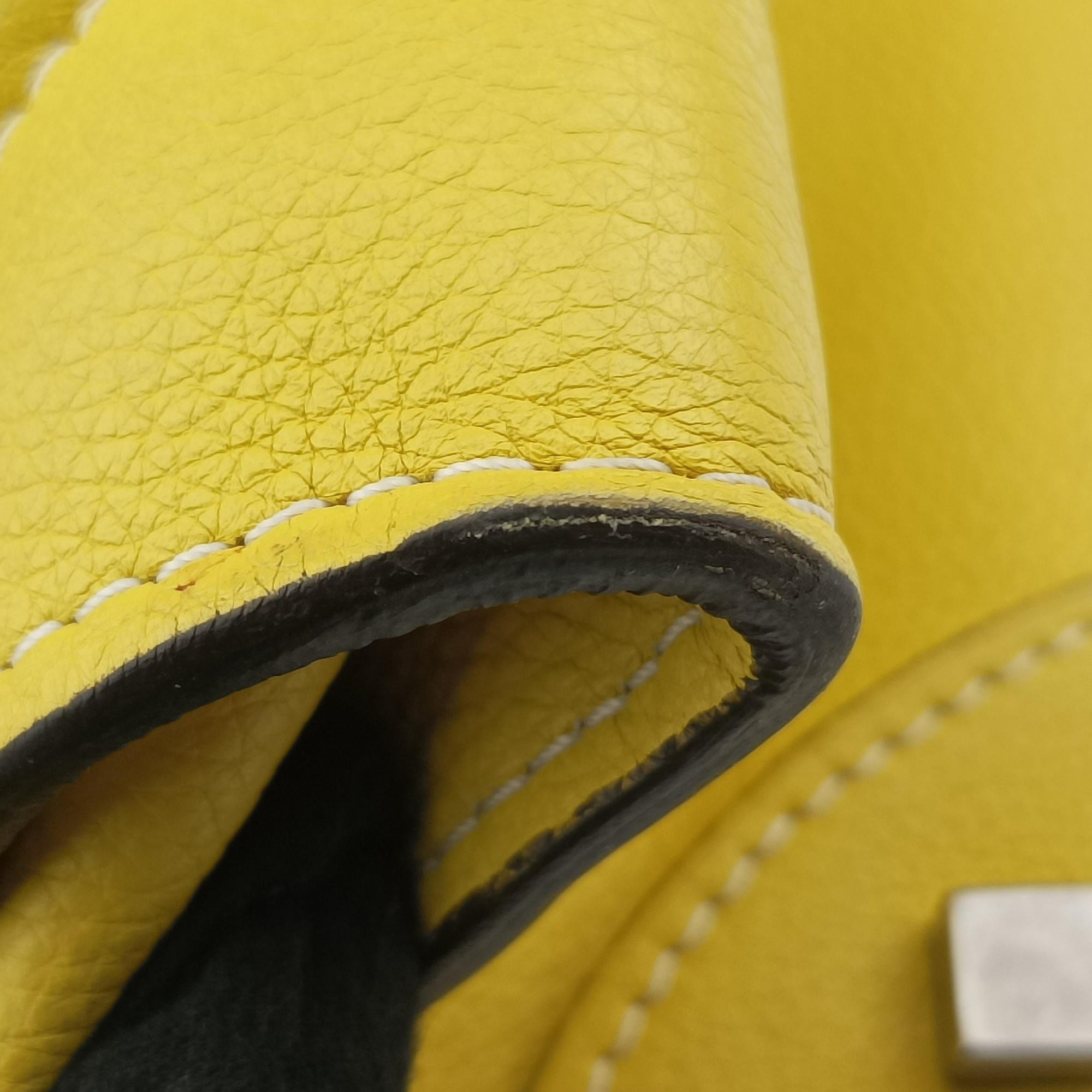 Vintage Celine Luggage Mini Shopper Yellow Leather  handbag | stylenewstar