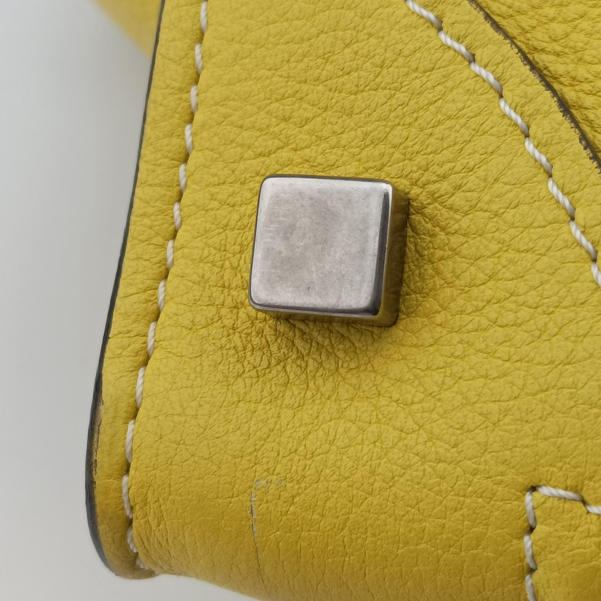 Vintage Celine Luggage Mini Shopper Yellow Leather  handbag | stylenewstar