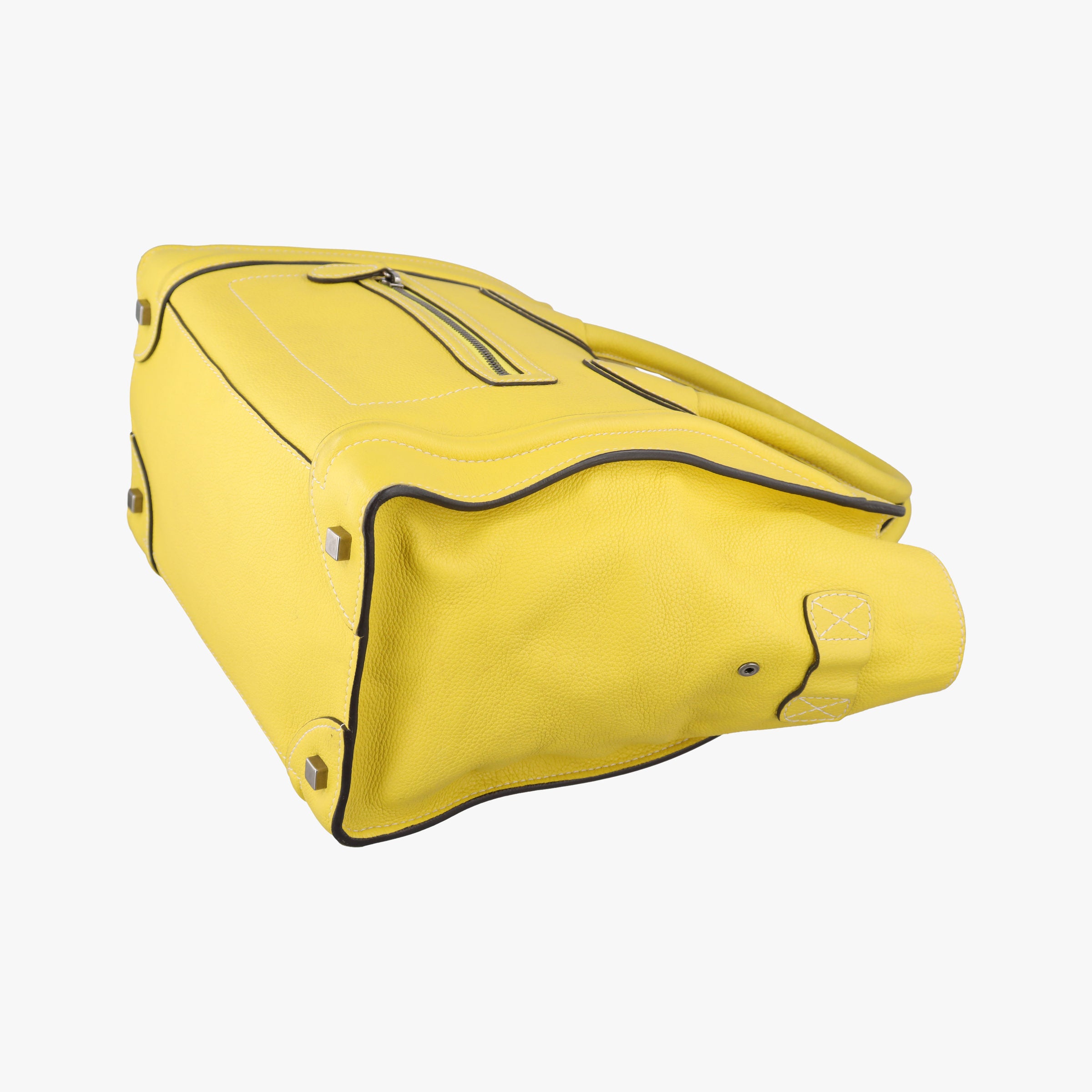 Vintage Celine Luggage Mini Shopper Yellow Leather  handbag | stylenewstar
