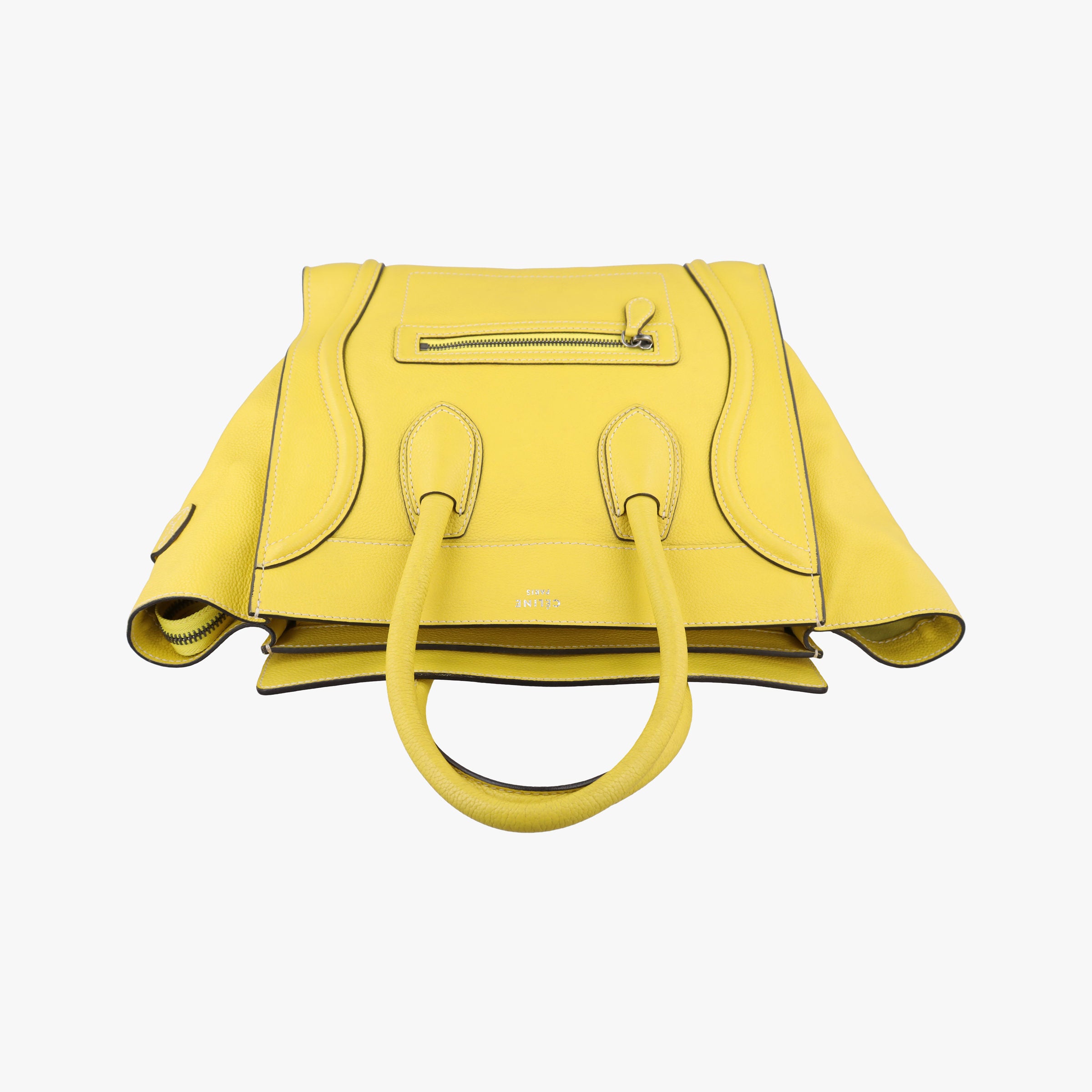 Vintage Celine Luggage Mini Shopper Yellow Leather  handbag | stylenewstar