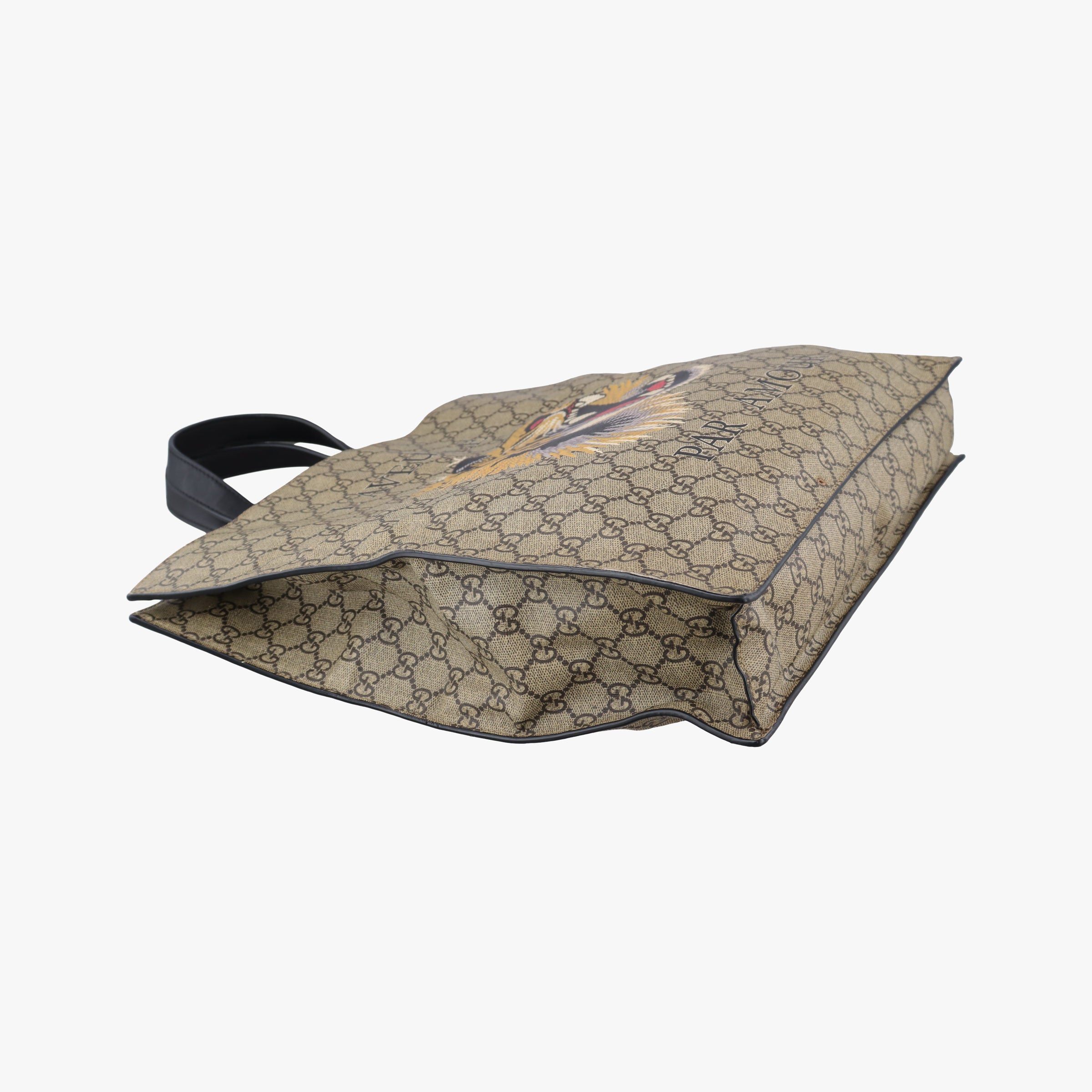 Pre-owned Gucci GG Supreme Tiger Brown PVC coated canvas 450950 handbag | stylenewstar