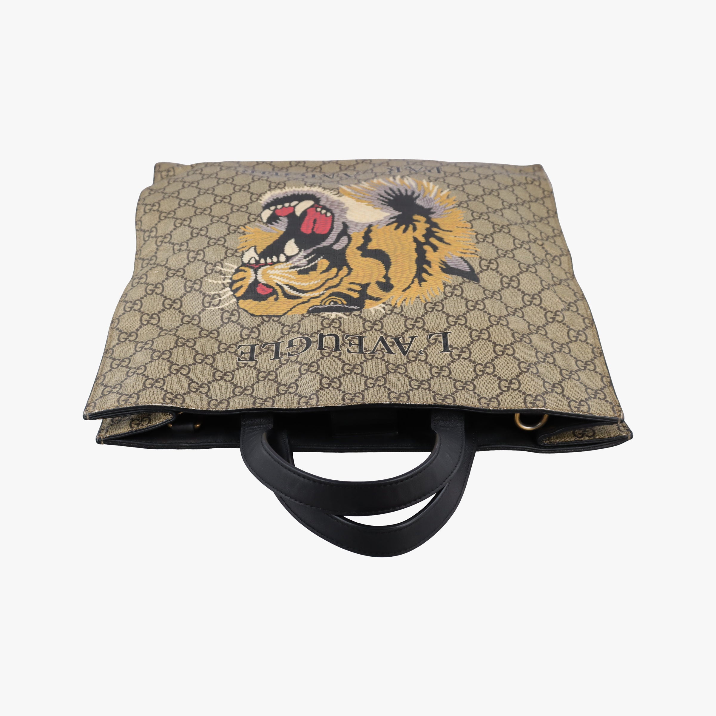 Pre-owned Gucci GG Supreme Tiger Brown PVC coated canvas 450950 handbag | stylenewstar