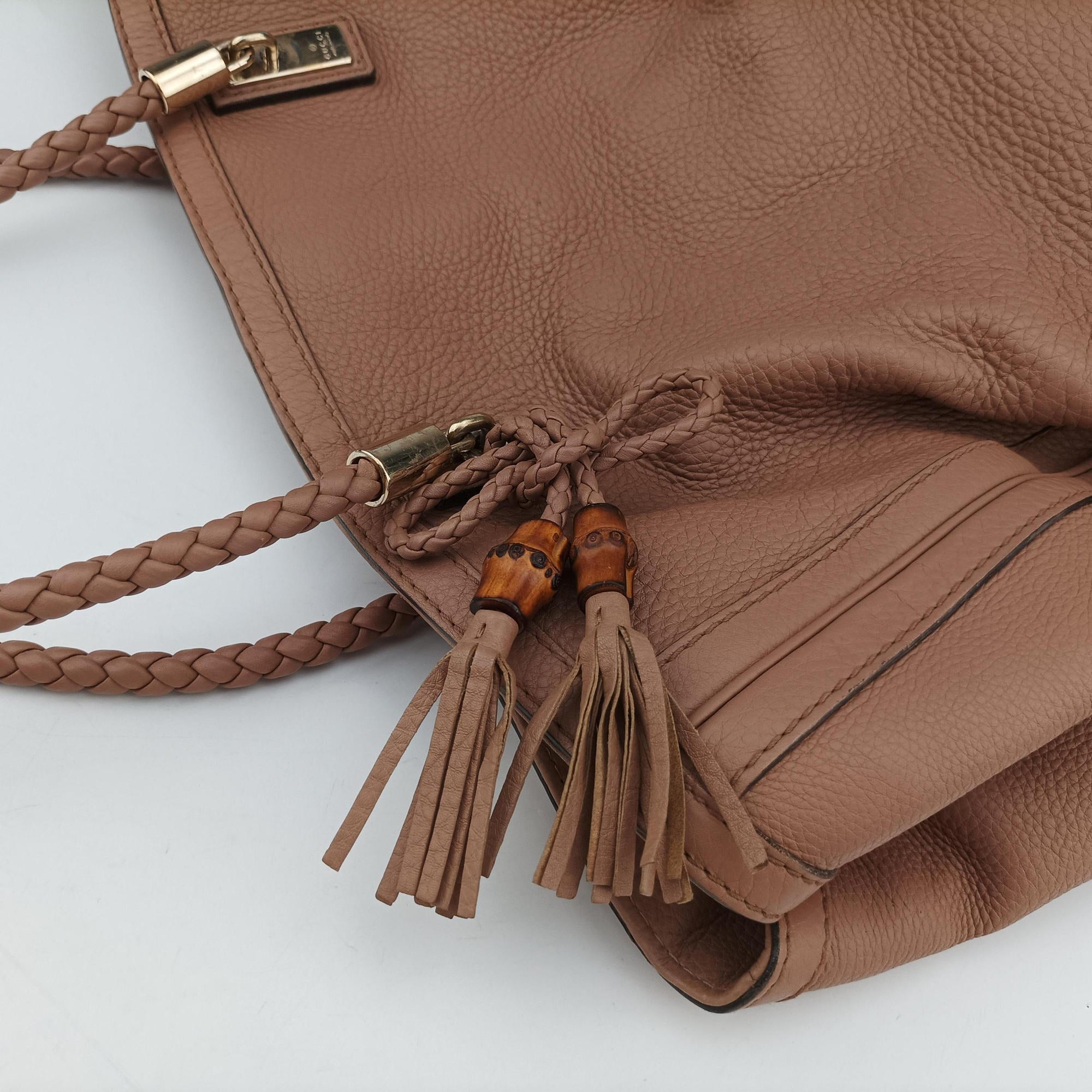 Pre-owned Gucci Bella Bamboo Tassel fringe Pink Leather 269945 handbag | stylenewstar