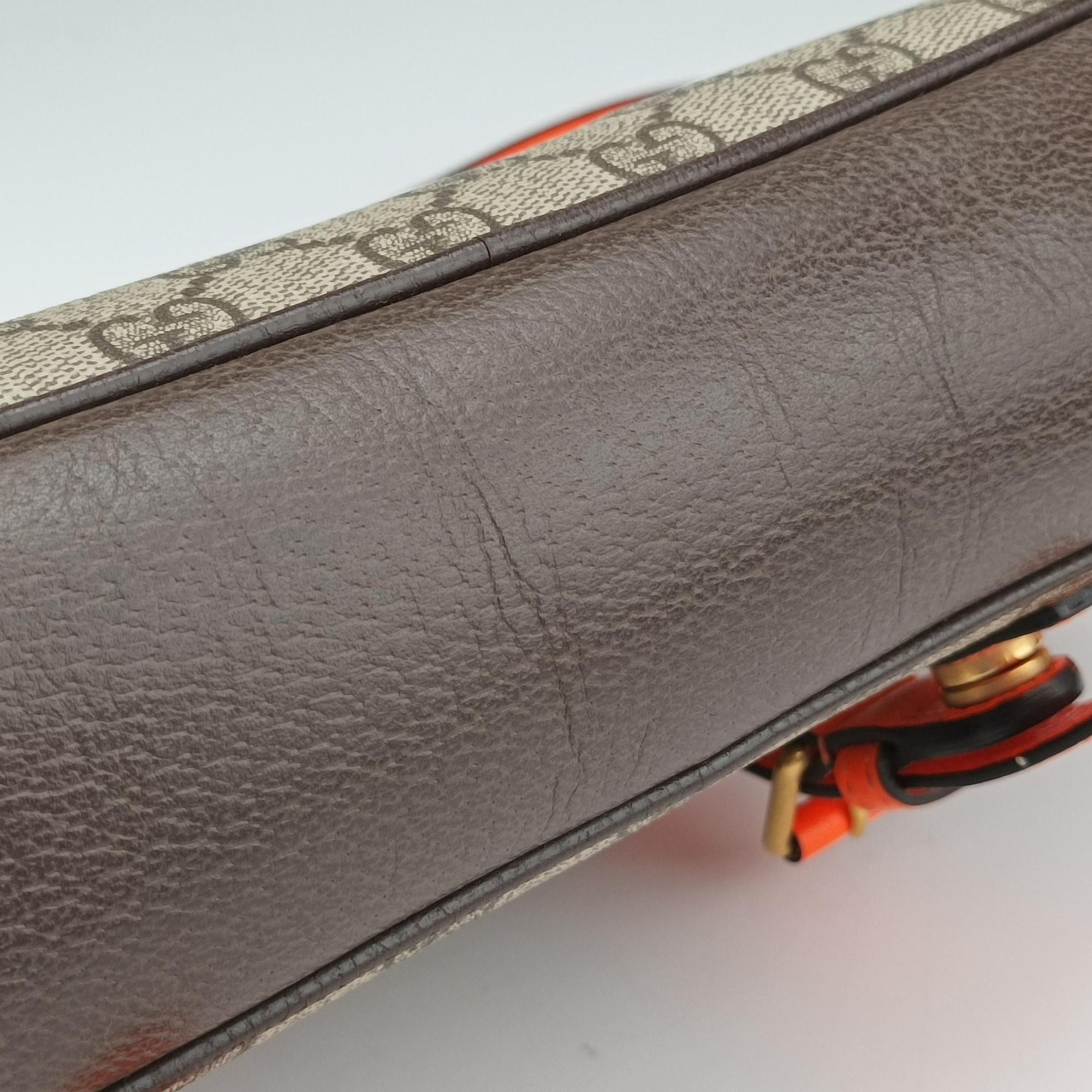 Pre-owned Gucci Ophidia Ebony × Neon Orange GG Supreme × Leather 792376 shoulderbag | stylenewstar