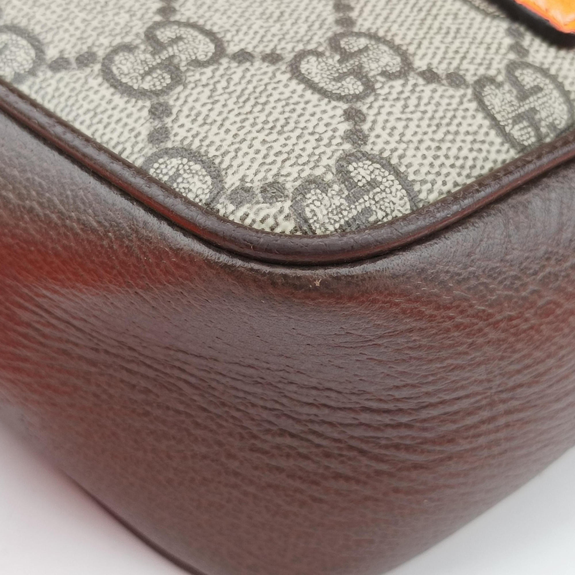 Pre-owned Gucci Ophidia Ebony × Neon Orange GG Supreme × Leather 792376 shoulderbag | stylenewstar