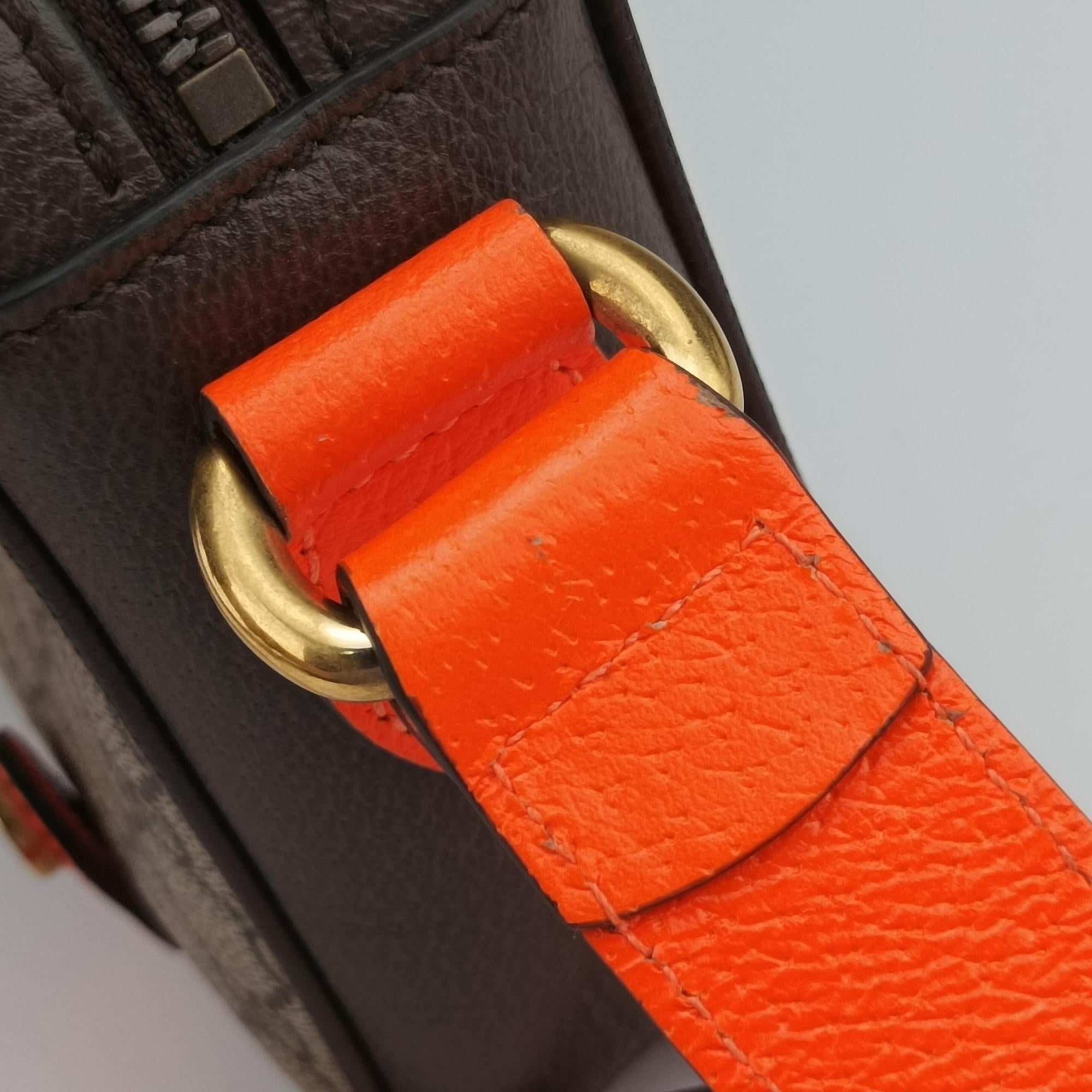 Pre-owned Gucci Ophidia Ebony × Neon Orange GG Supreme × Leather 792376 shoulderbag | stylenewstar