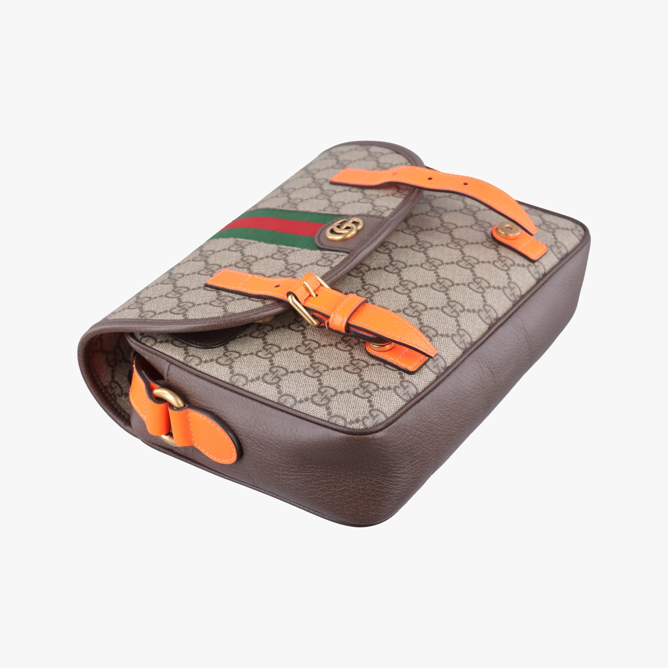 Pre-owned Gucci Ophidia Ebony × Neon Orange GG Supreme × Leather 792376 shoulderbag | stylenewstar