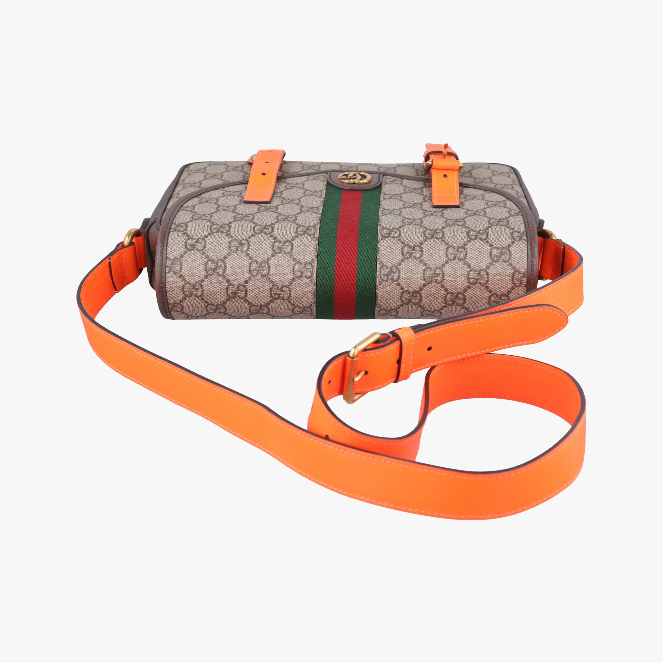Pre-owned Gucci Ophidia Ebony × Neon Orange GG Supreme × Leather 792376 shoulderbag | stylenewstar
