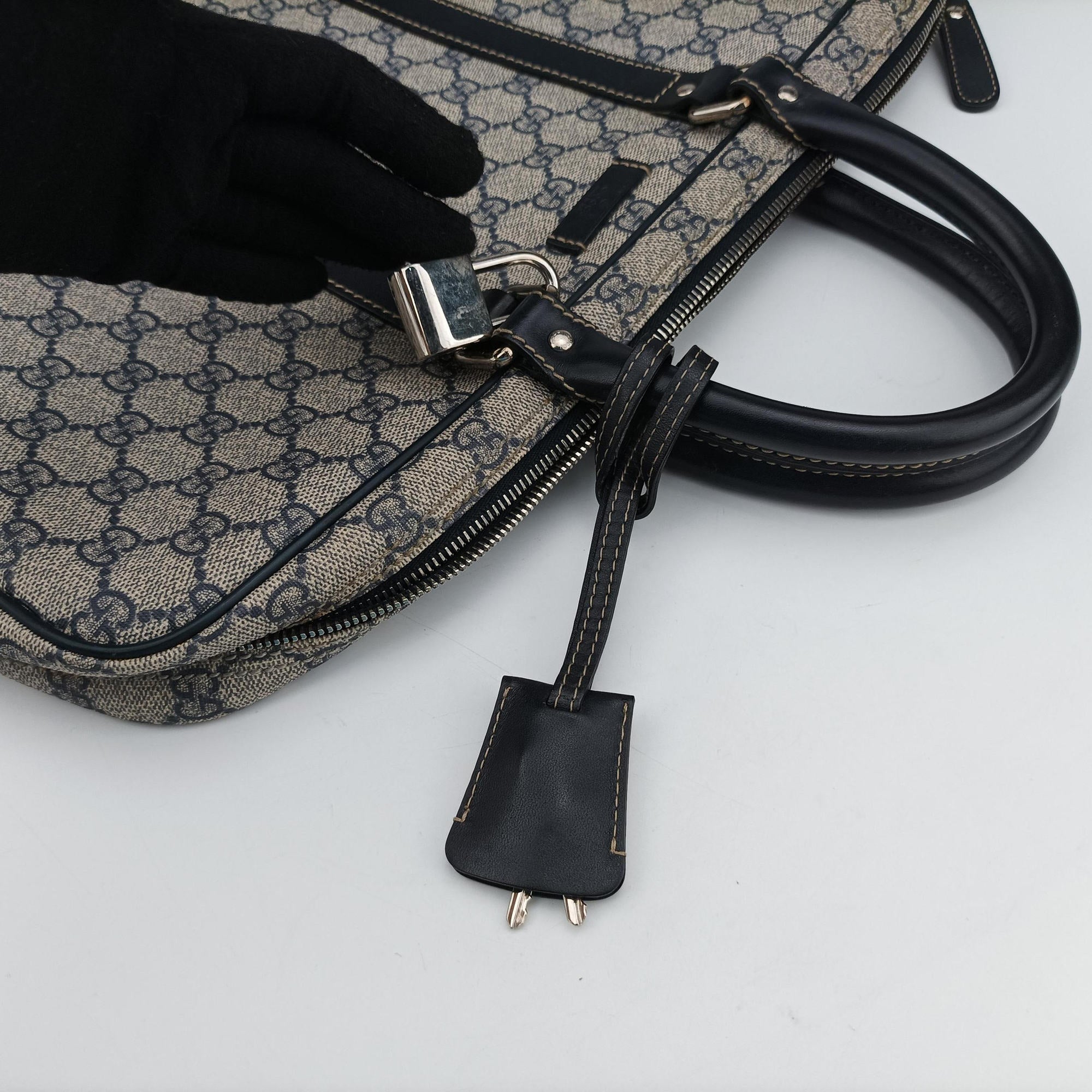 Vintage Gucci Diamante Beige×Black PVC coated canvas 208463 handbag | stylenewstar