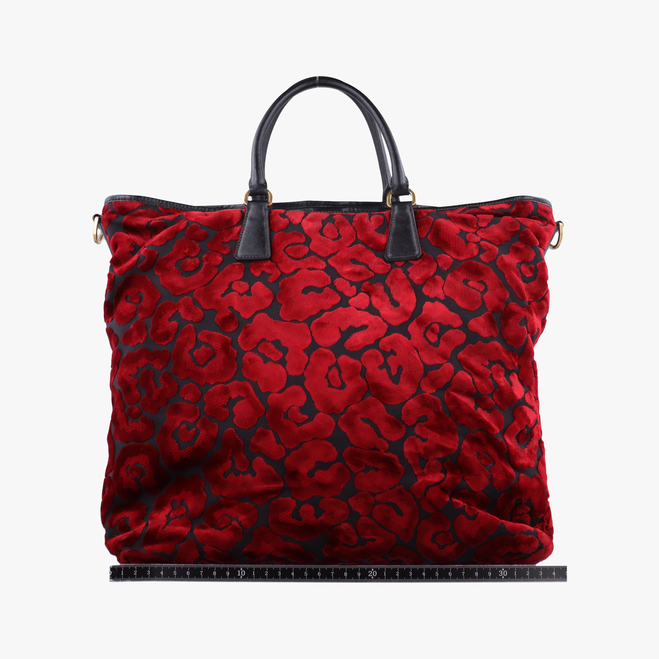 Vintage Prada Tessuto Stampato Red × Black Velvet × Saffiano Leather BN1877 shoulderbag | stylenewstar