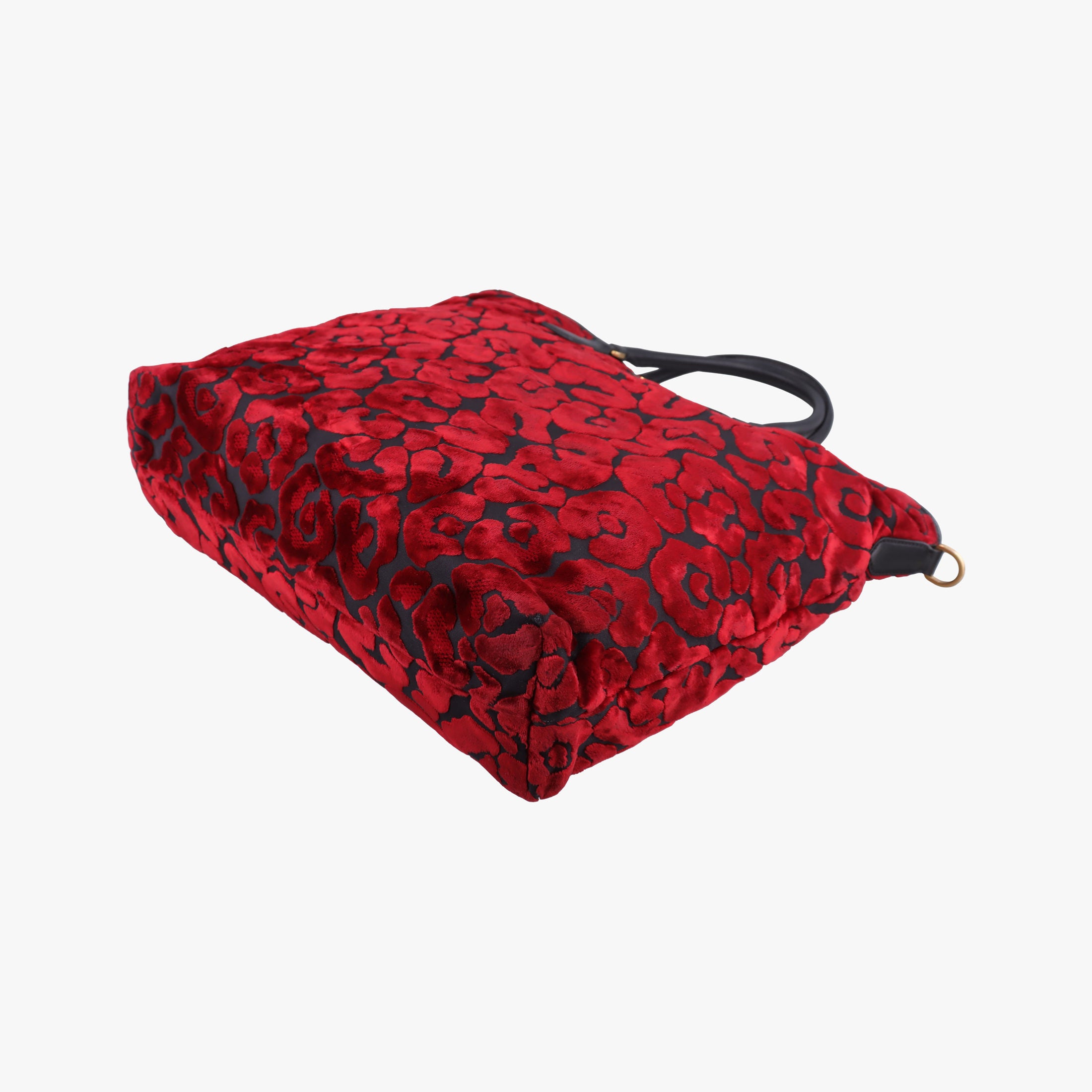 Vintage Prada Tessuto Stampato Red × Black Velvet × Saffiano Leather BN1877 shoulderbag | stylenewstar