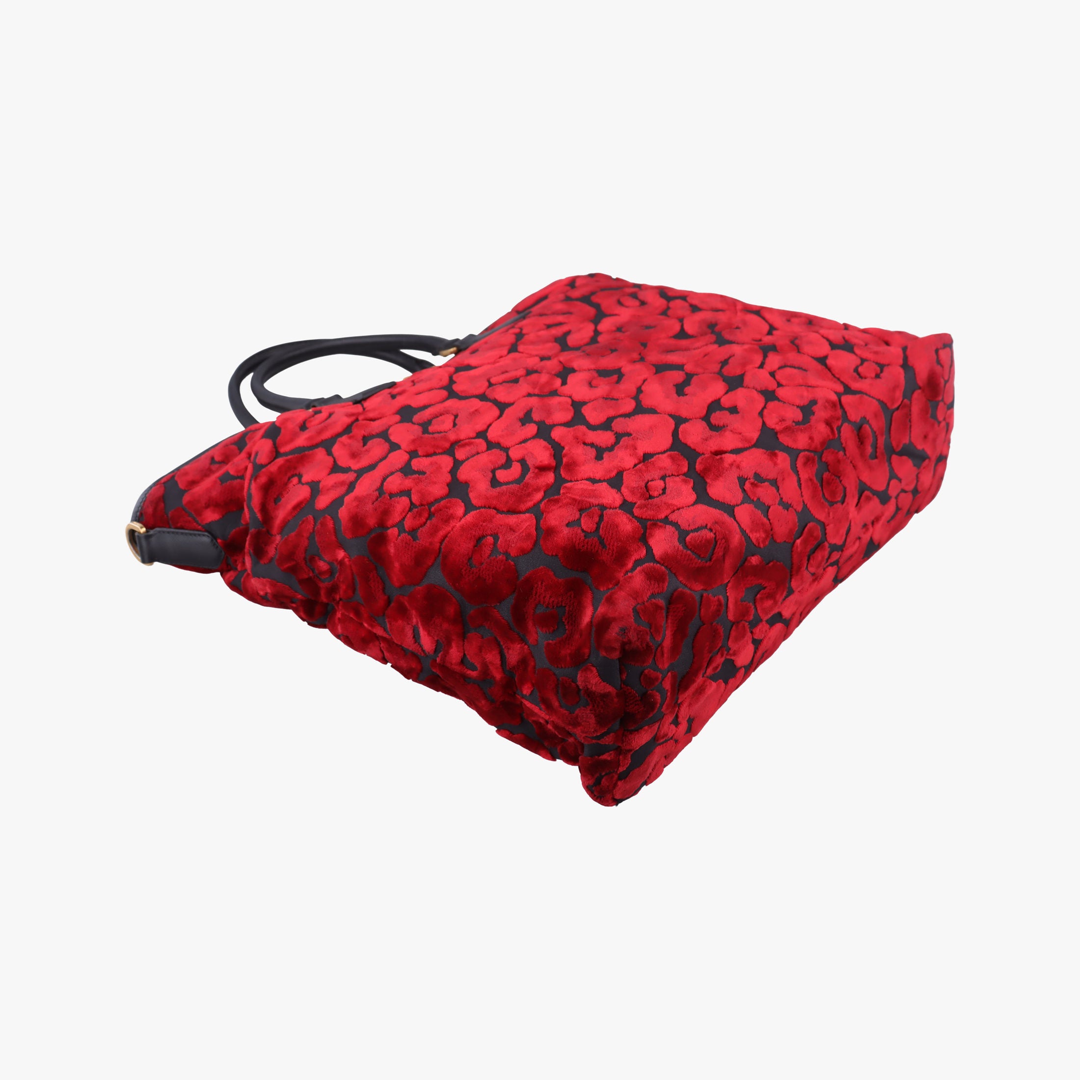 Vintage Prada Tessuto Stampato Red × Black Velvet × Saffiano Leather BN1877 shoulderbag | stylenewstar