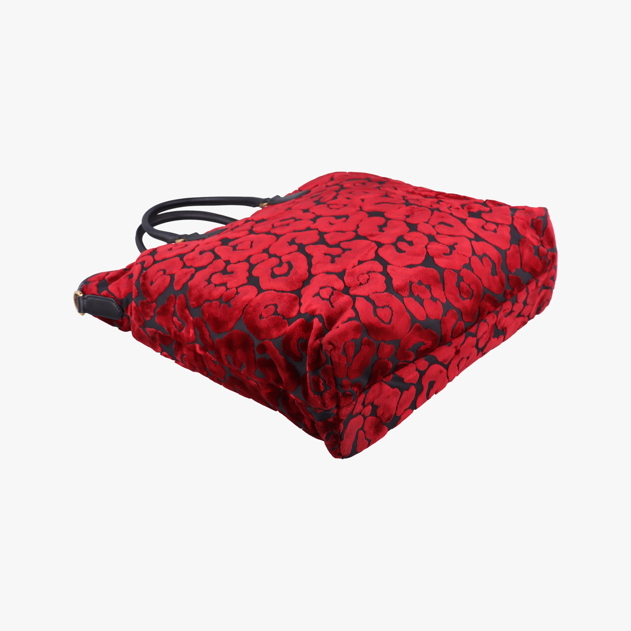 Vintage Prada Tessuto Stampato Red × Black Velvet × Saffiano Leather BN1877 shoulderbag | stylenewstar