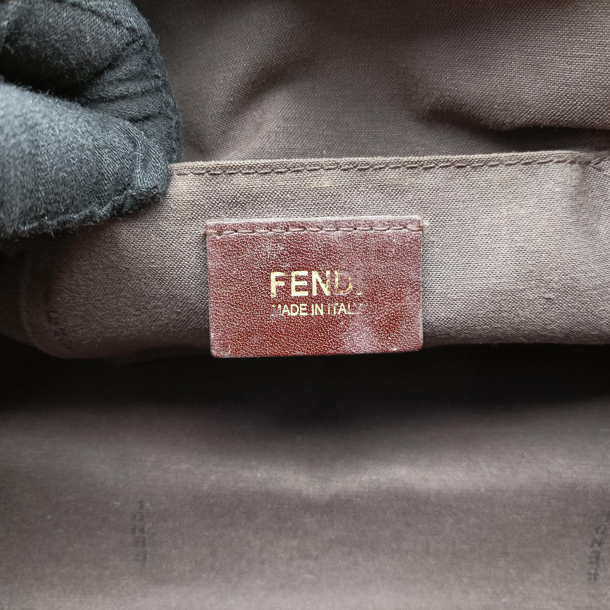 Pre-owned Fendi Zucchino Glitter Logo Tobacco × Purple × Magenta Canvas × Leather 8BL106 handbag | stylenewstar