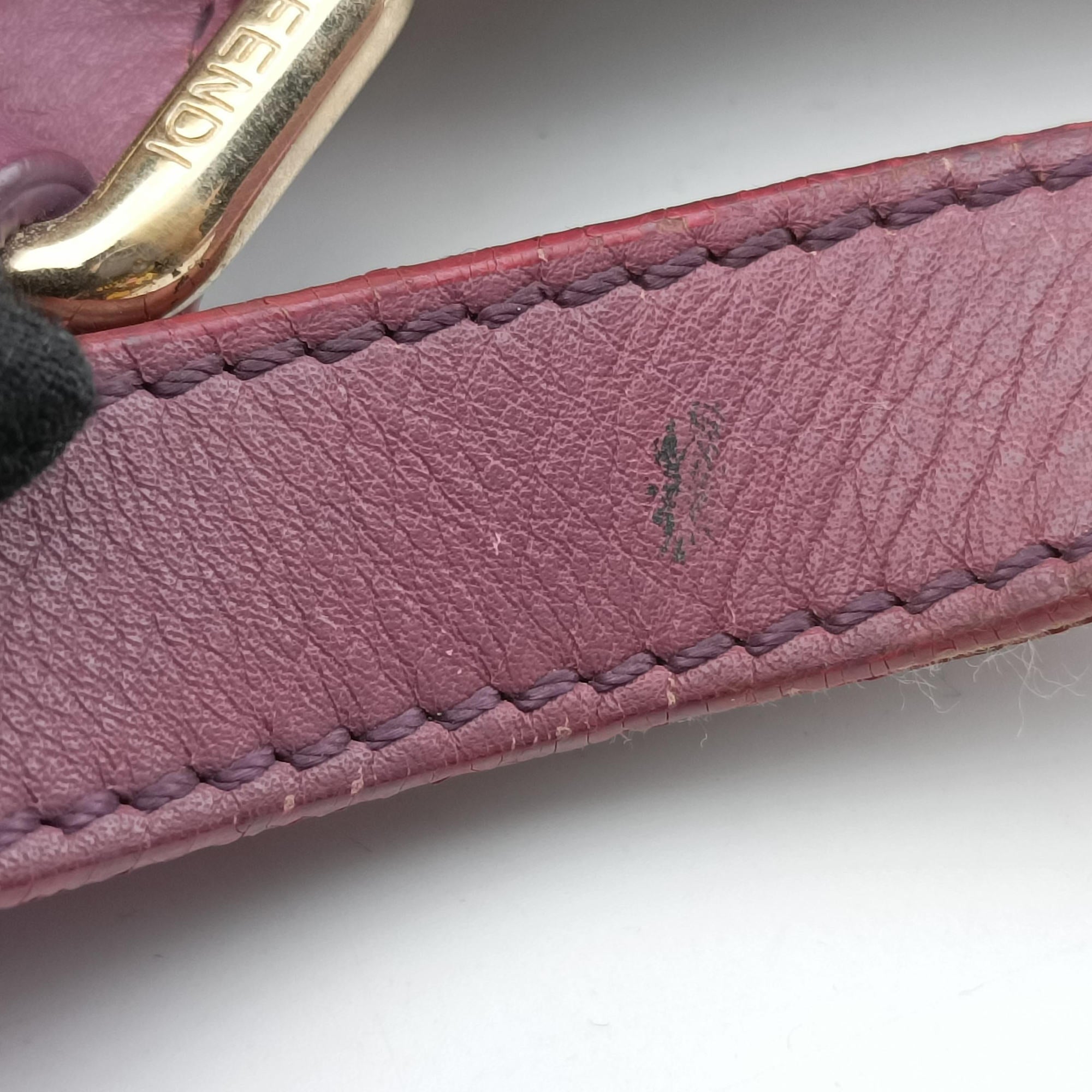 Pre-owned Fendi Zucchino Glitter Logo Tobacco × Purple × Magenta Canvas × Leather 8BL106 handbag | stylenewstar