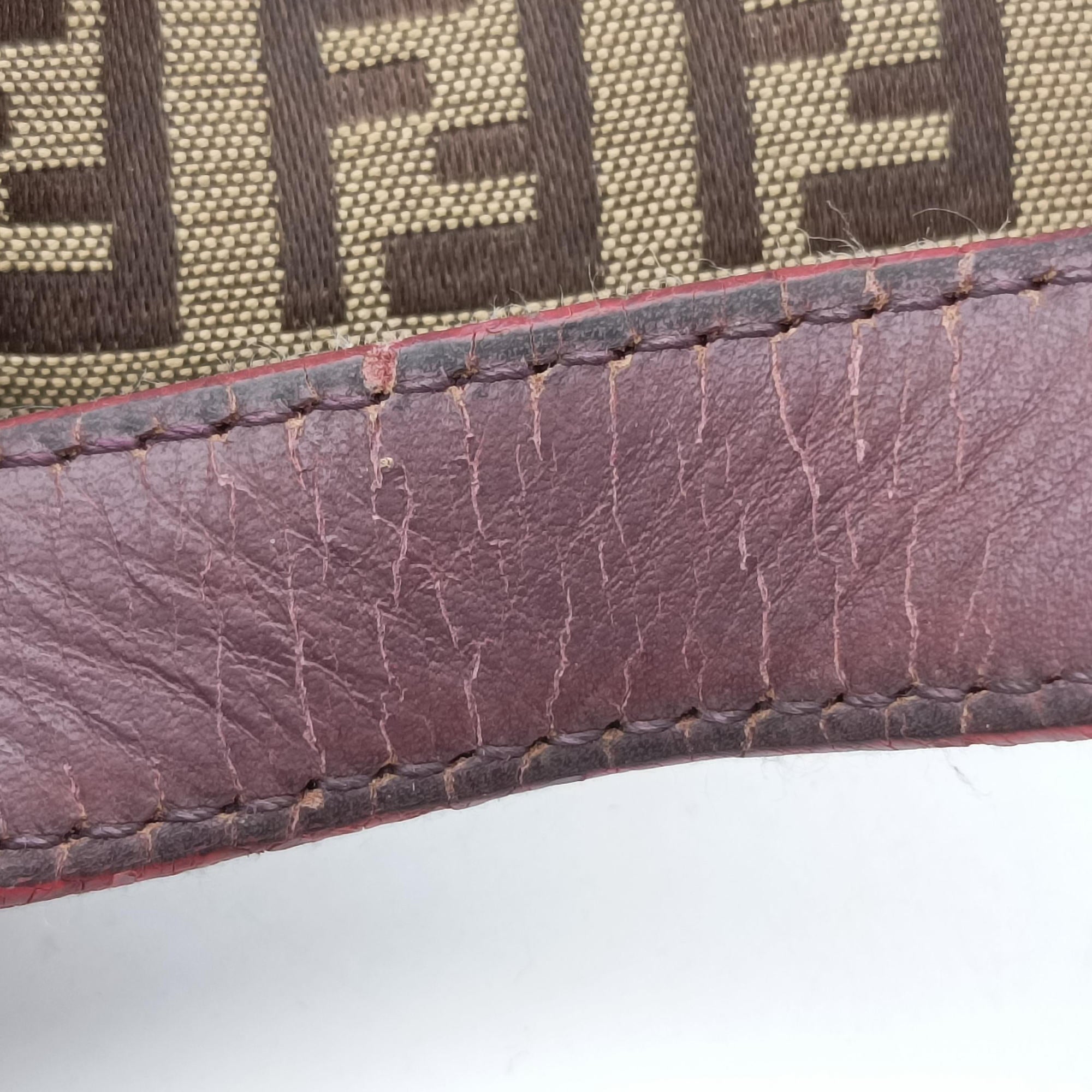 Pre-owned Fendi Zucchino Glitter Logo Tobacco × Purple × Magenta Canvas × Leather 8BL106 handbag | stylenewstar