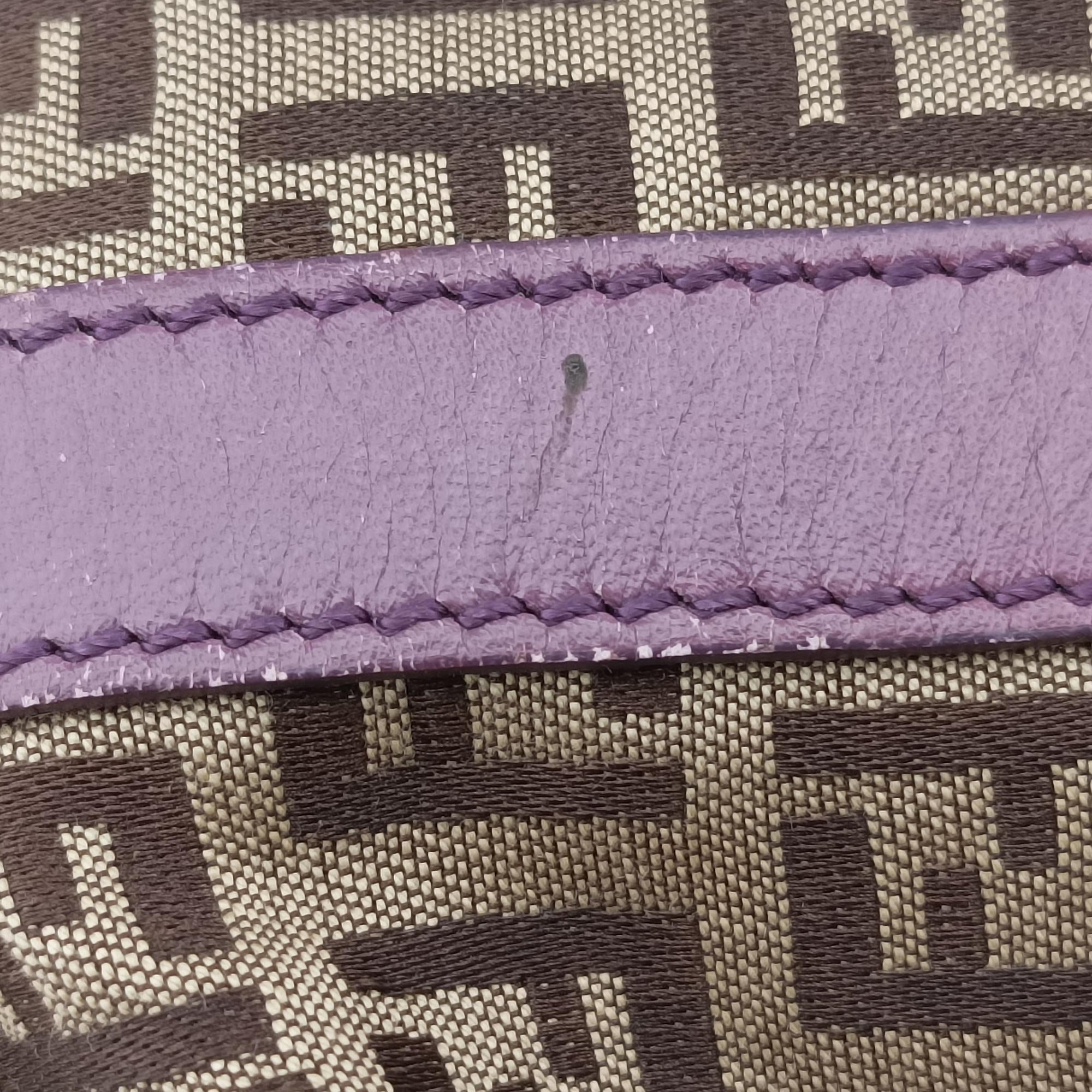 Pre-owned Fendi Zucchino Glitter Logo Tobacco × Purple × Magenta Canvas × Leather 8BL106 handbag | stylenewstar