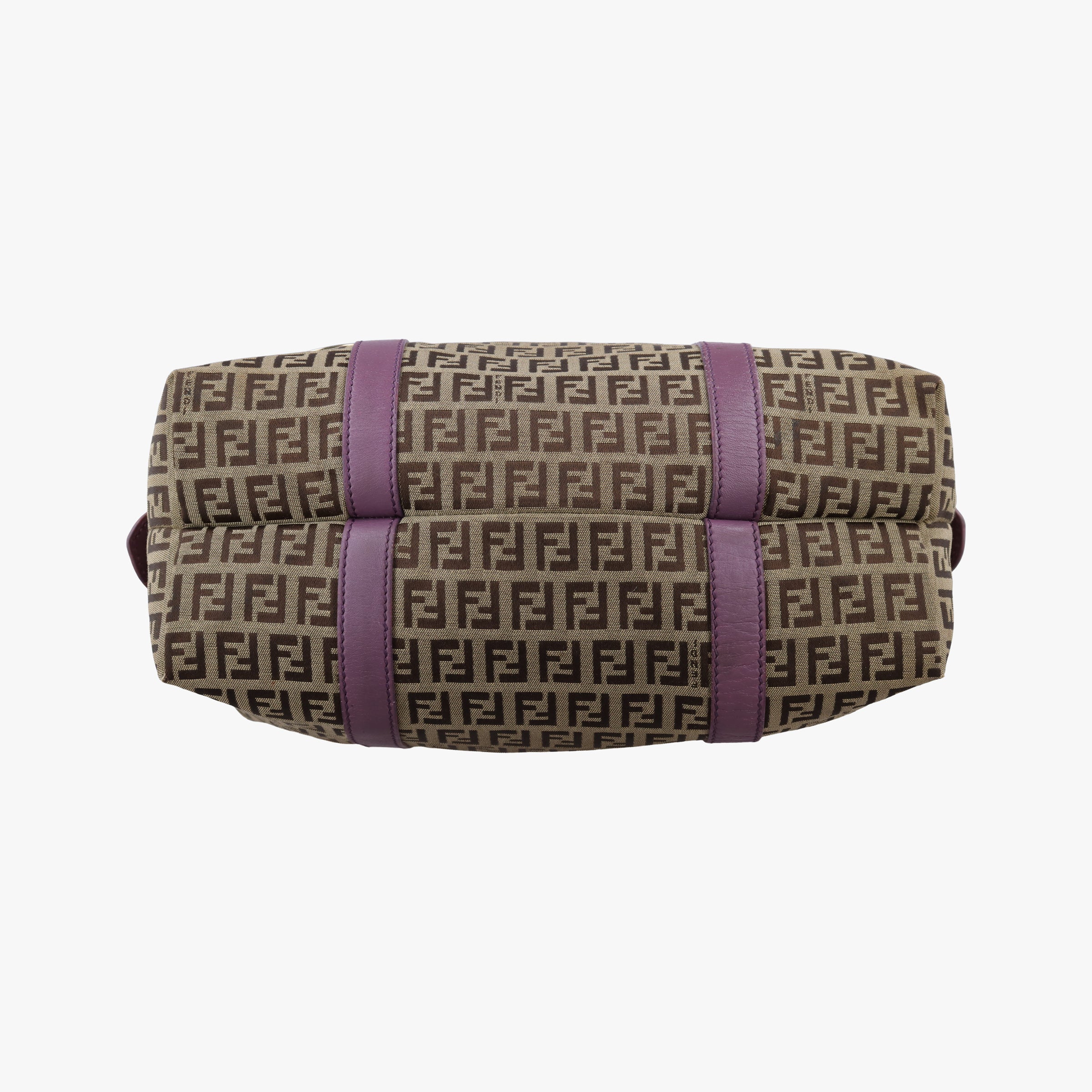 Pre-owned Fendi Zucchino Glitter Logo Tobacco × Purple × Magenta Canvas × Leather 8BL106 handbag | stylenewstar