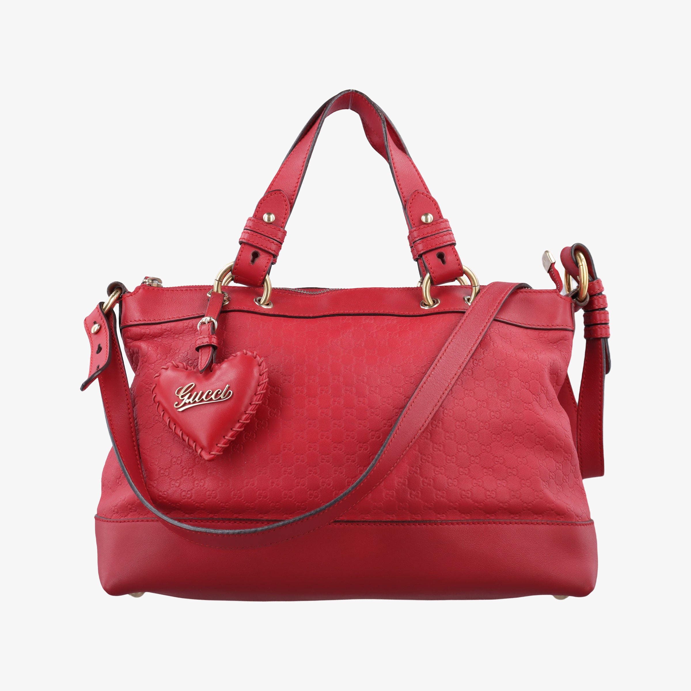Pre-owned Gucci Valentine heart charm Red Leather 309122 shoulderbag | stylenewstar