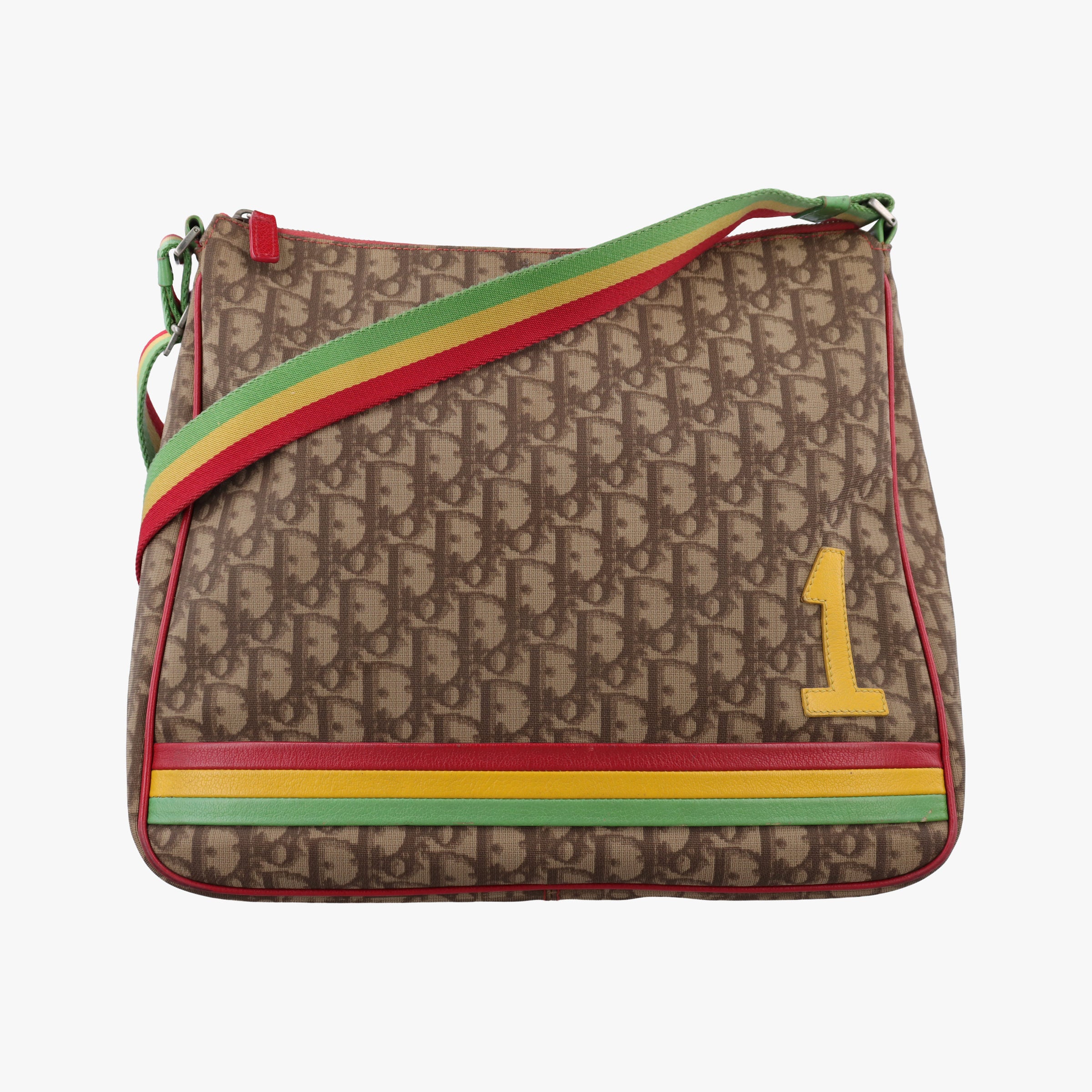 Pre-owned Christian Dior Rasta Trotter Messenger beige×Multicolour PVC coated canvas x leather  shoulderbag | stylenewstar