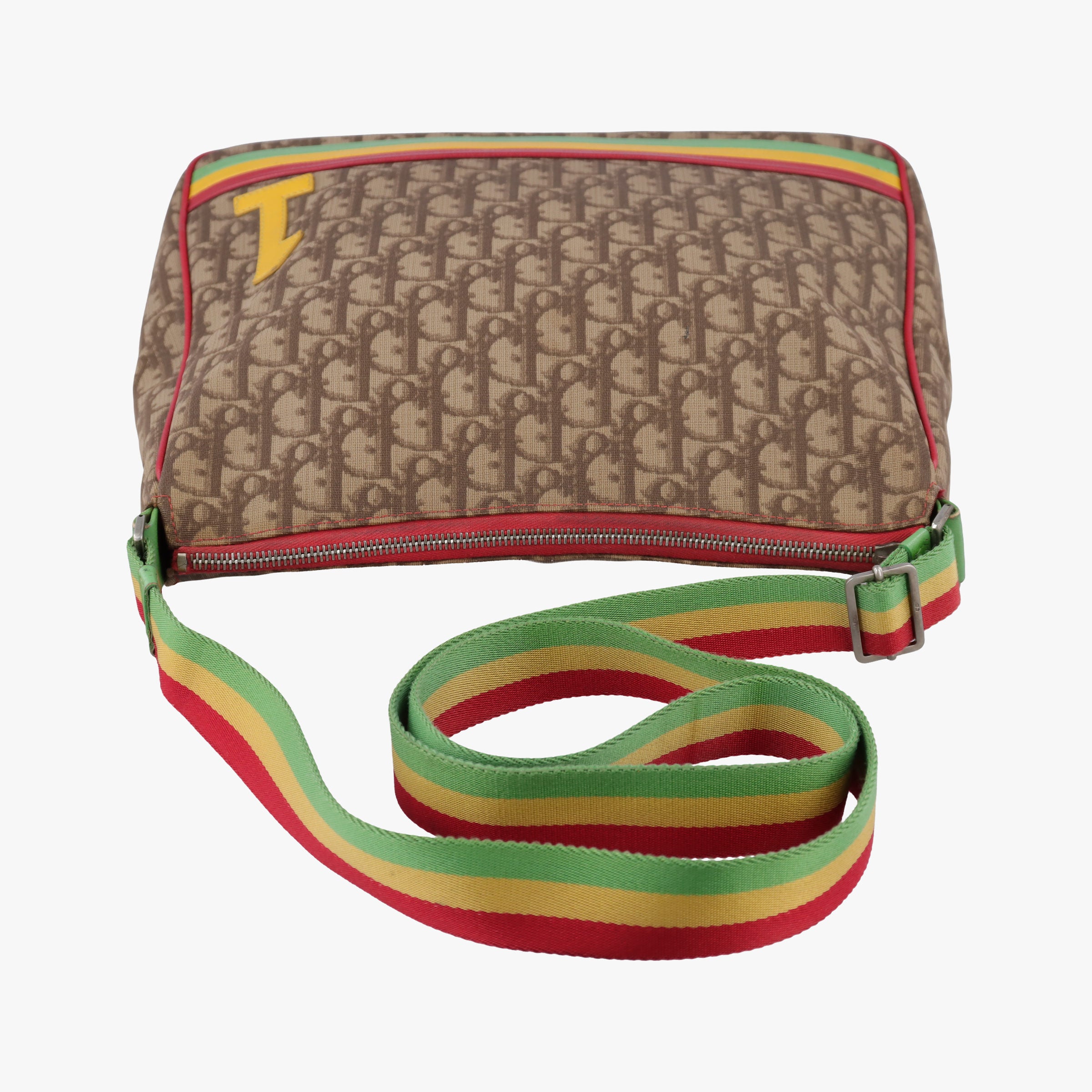 Pre-owned Christian Dior Rasta Trotter Messenger beige×Multicolour PVC coated canvas x leather  shoulderbag | stylenewstar