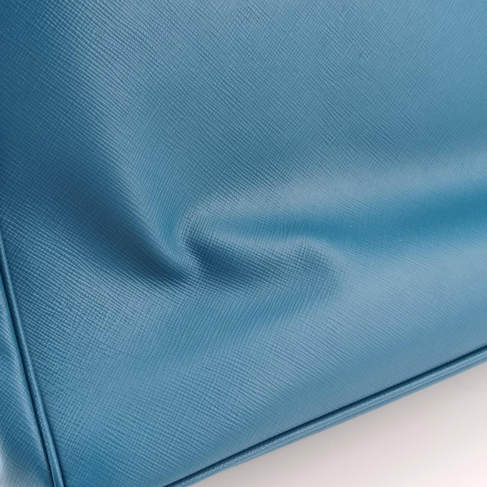Pre-owned Prada Promenade Blue SAFFIANO Leather BN2538 handbag | stylenewstar