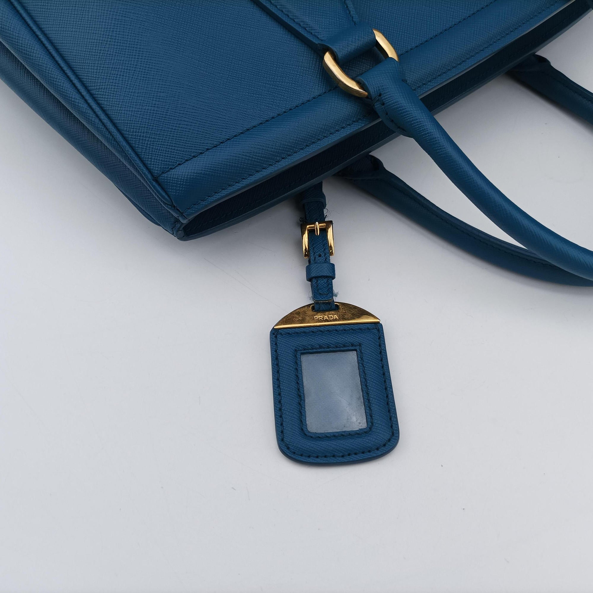Pre-owned Prada Promenade Blue SAFFIANO Leather BN2538 handbag | stylenewstar