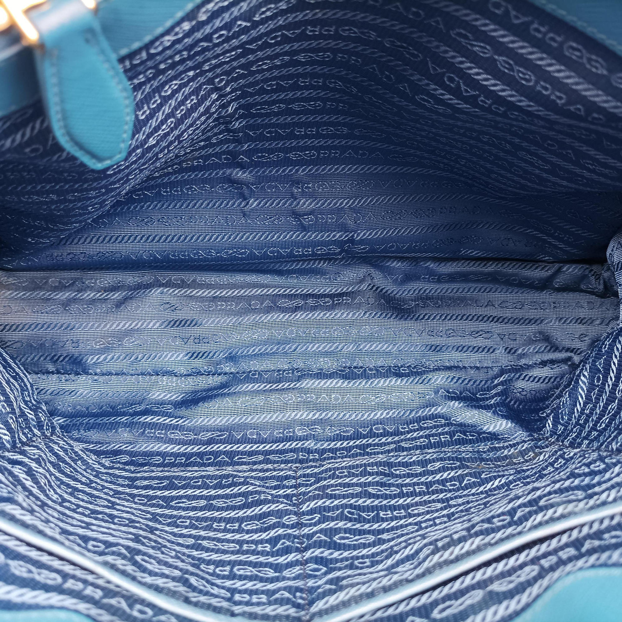 Pre-owned Prada Promenade Blue SAFFIANO Leather BN2538 handbag | stylenewstar