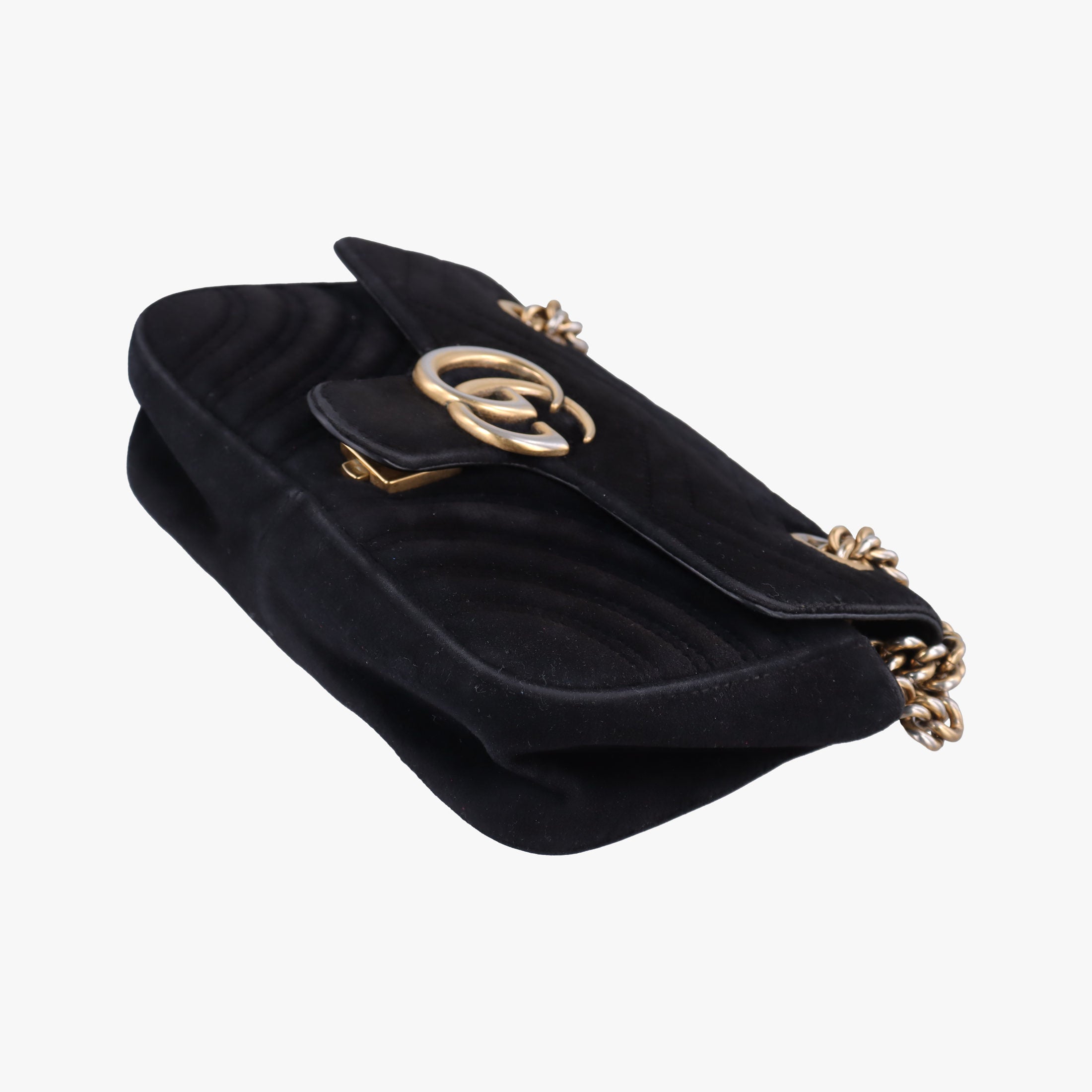 Pre-owned Gucci GG Marmont Black velour 446744 shoulderbag | stylenewstar