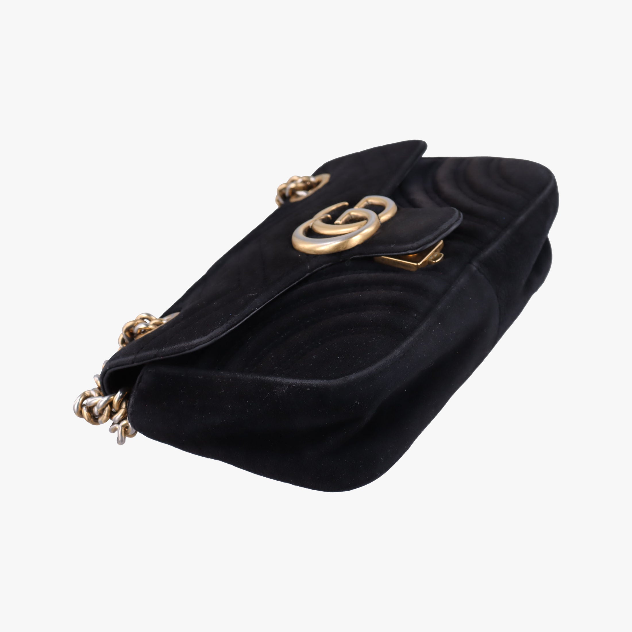 Pre-owned Gucci GG Marmont Black velour 446744 shoulderbag | stylenewstar