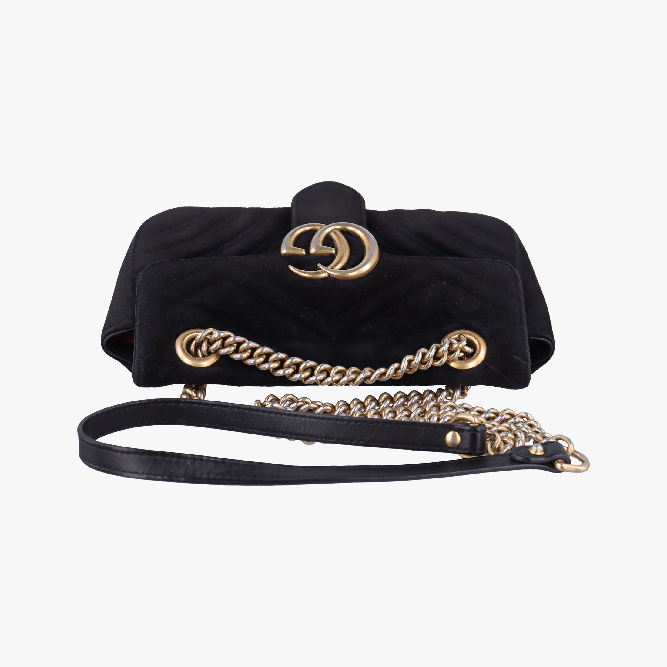 Pre-owned Gucci GG Marmont Black velour 446744 shoulderbag | stylenewstar
