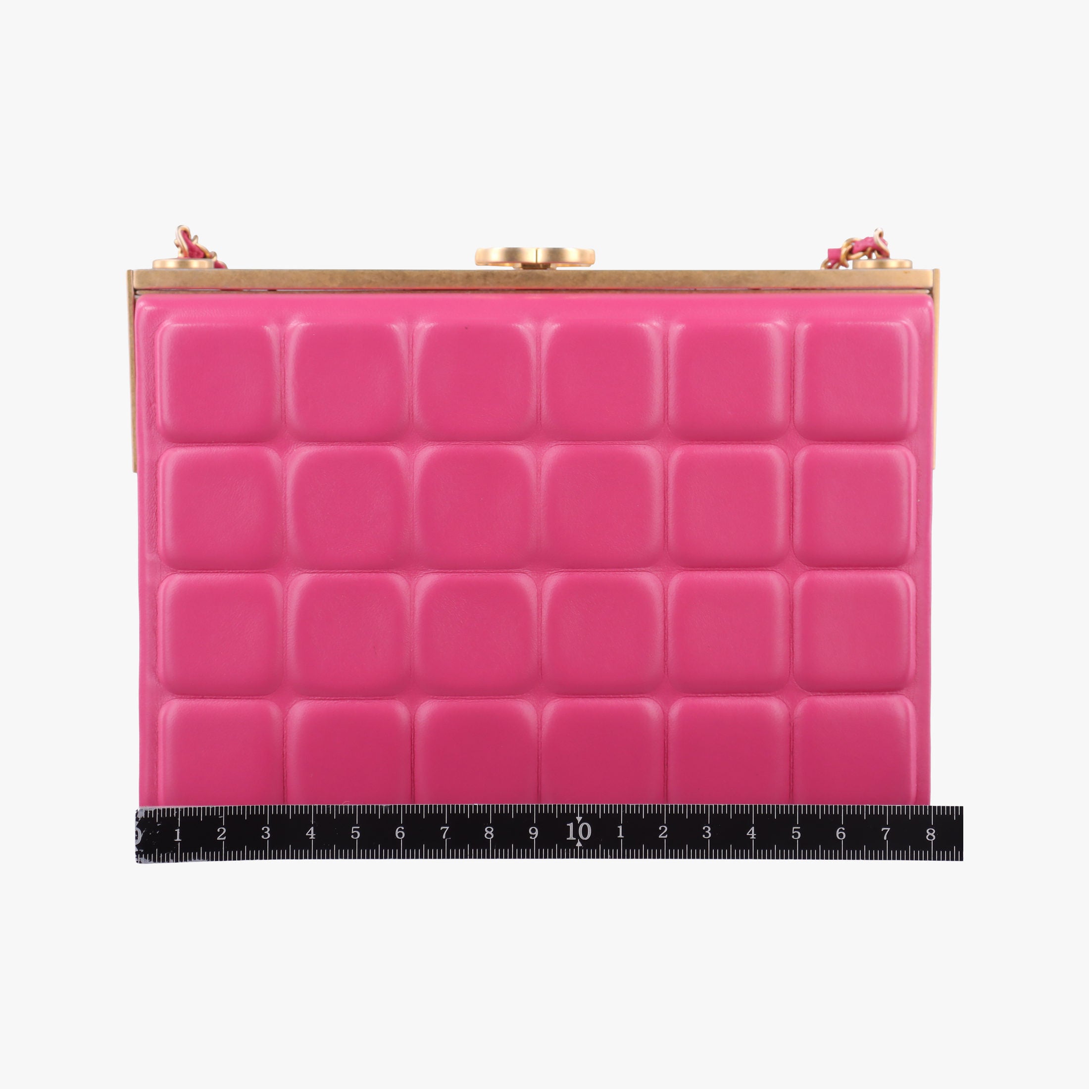 Pre-owned Chanel Chocolate Bar Fuchsia Pink  lambskin A94482 shoulderbag | stylenewstar