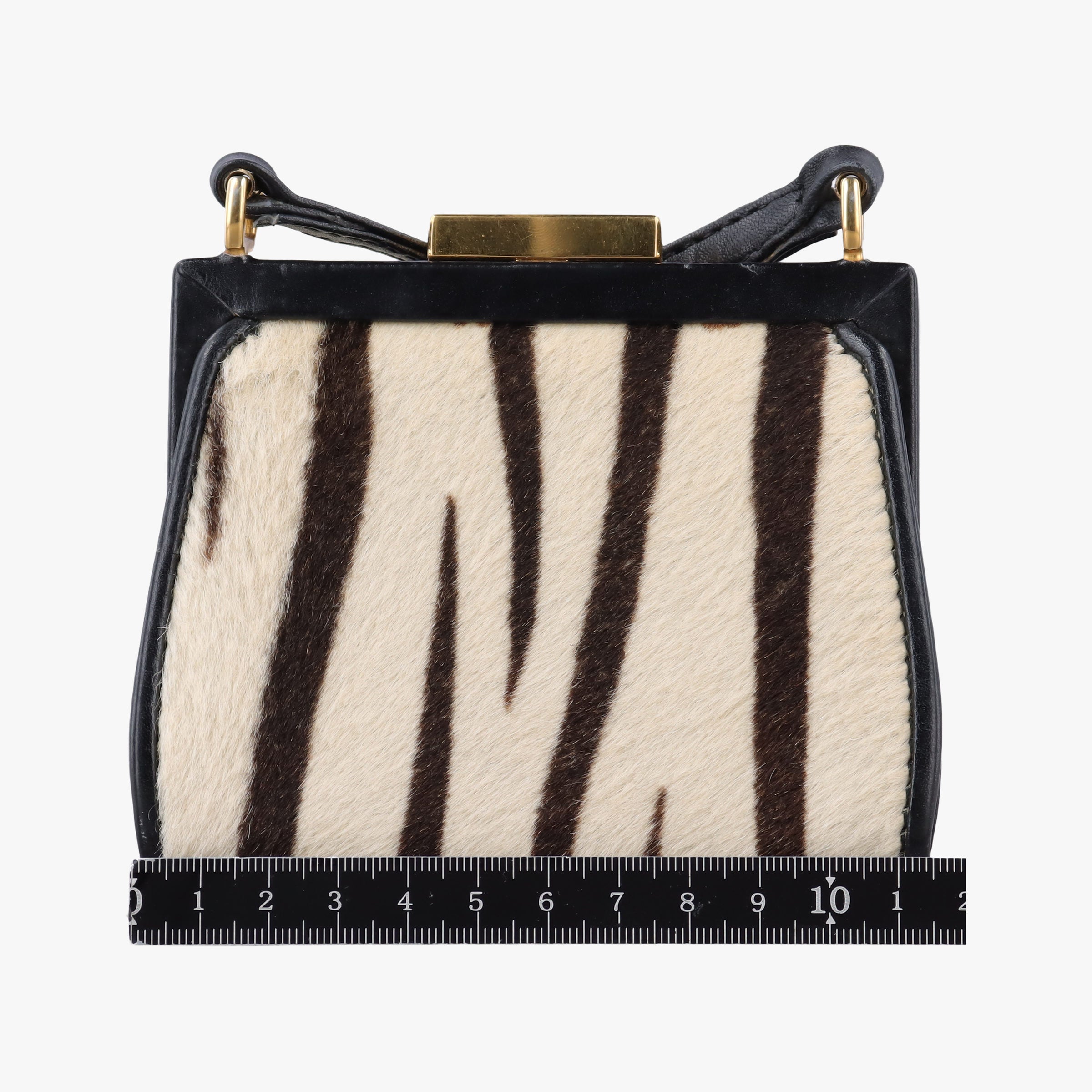 Pre-owned Gucci Zebra print Beige x black Ponyhair×Leather  shoulderbag | stylenewstar
