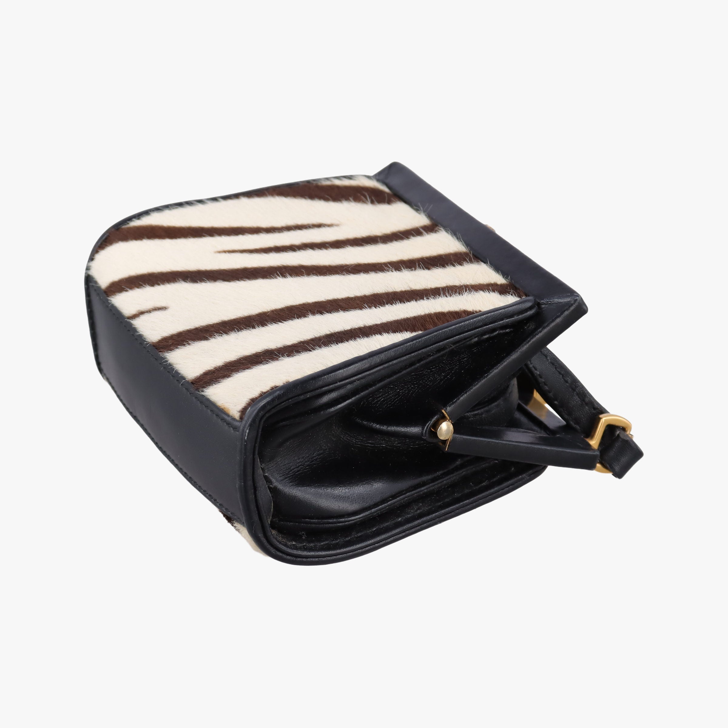 Pre-owned Gucci Zebra print Beige x black Ponyhair×Leather  shoulderbag | stylenewstar