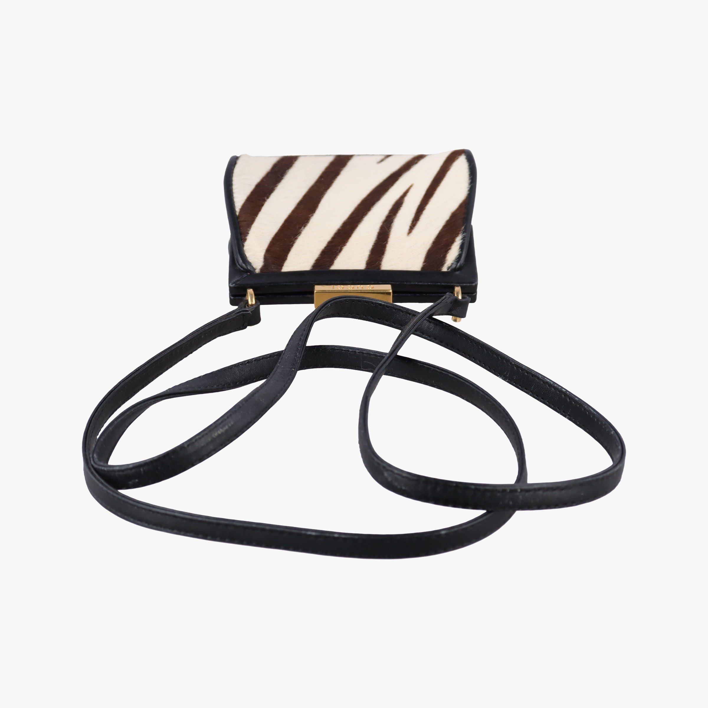 Pre-owned Gucci Zebra print Beige x black Ponyhair×Leather  shoulderbag | stylenewstar