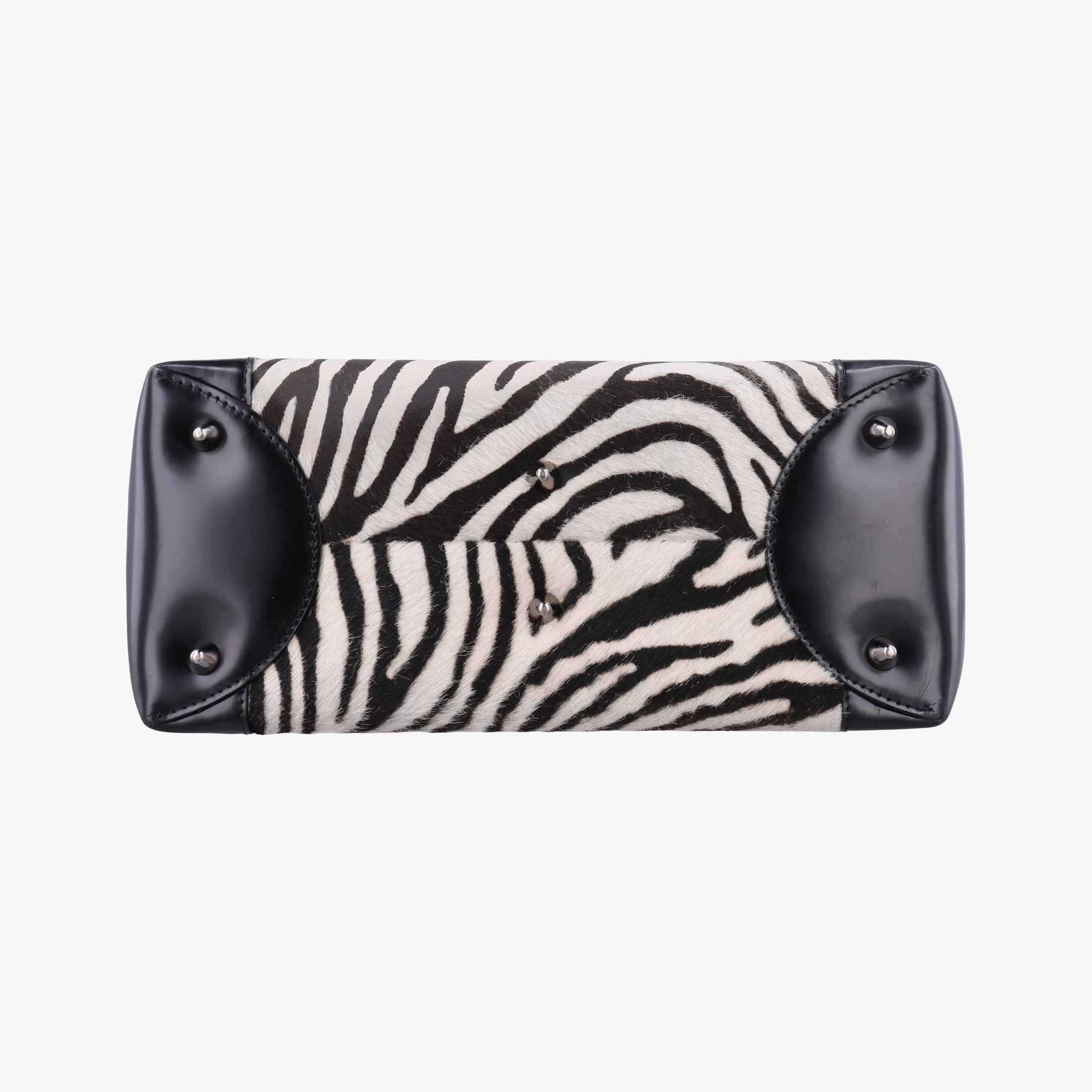 Pre-owned Christian Dior Lady Dior Zebra × Black Pony-style Calfskin × Calf Leather  handbag | stylenewstar