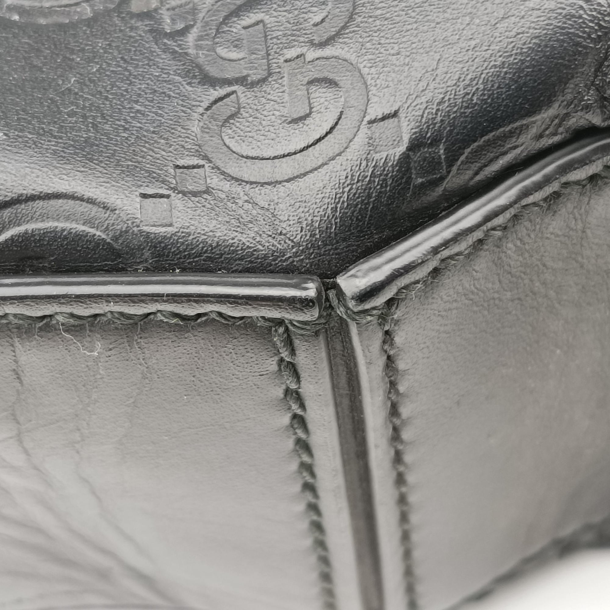 Pre-owned Gucci Signature Black Leather 428041 handbag | stylenewstar