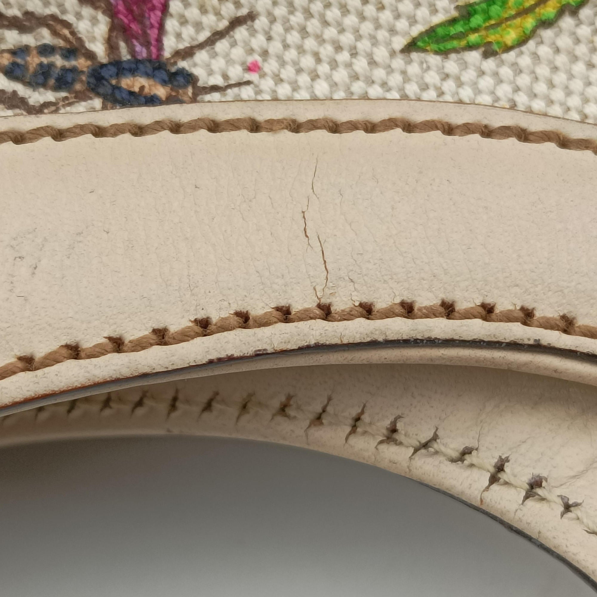 Vintage Gucci Bamboo Floral White×multicolor canvas×leather 137394 handbag | stylenewstar