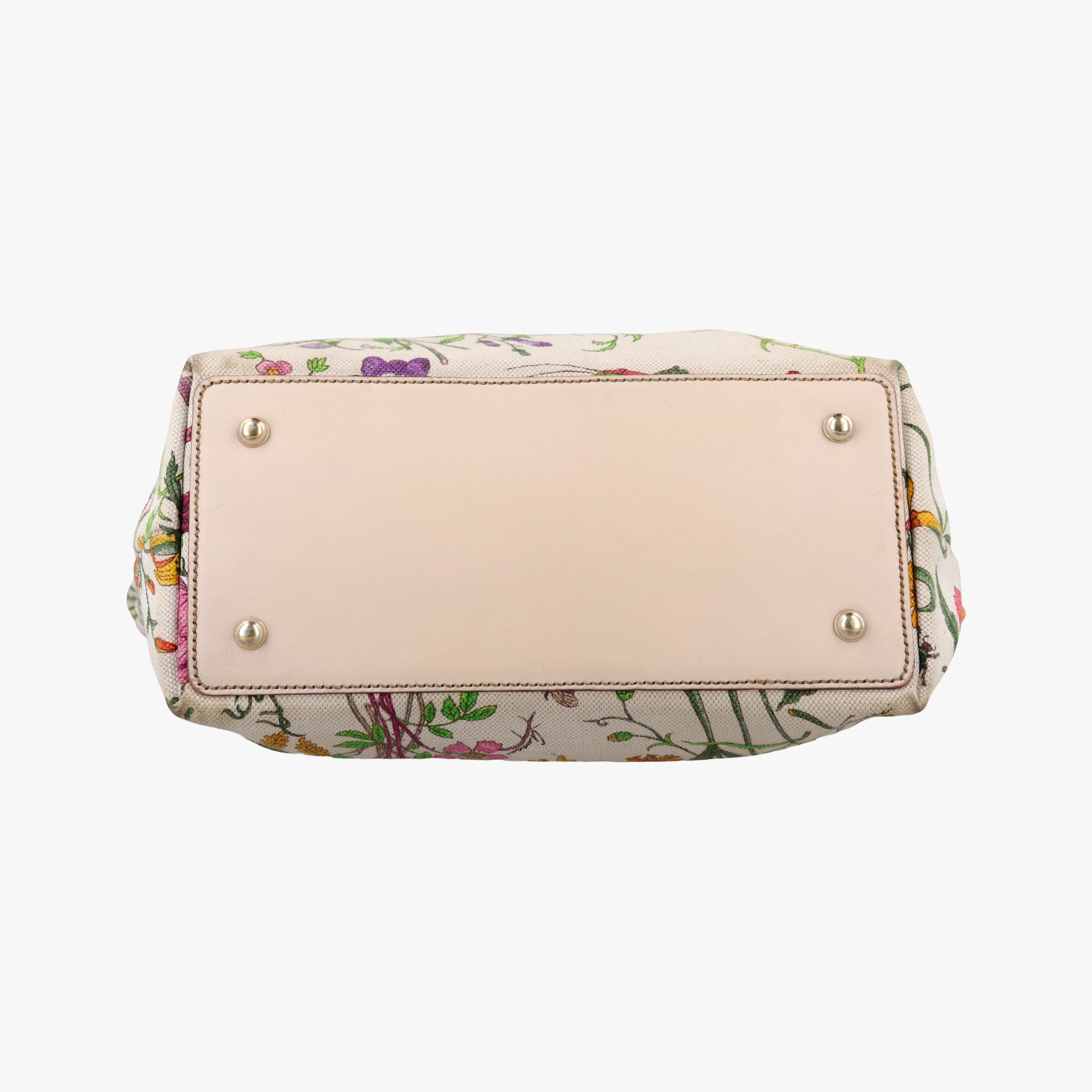 Vintage Gucci Bamboo Floral White×multicolor canvas×leather 137394 handbag | stylenewstar