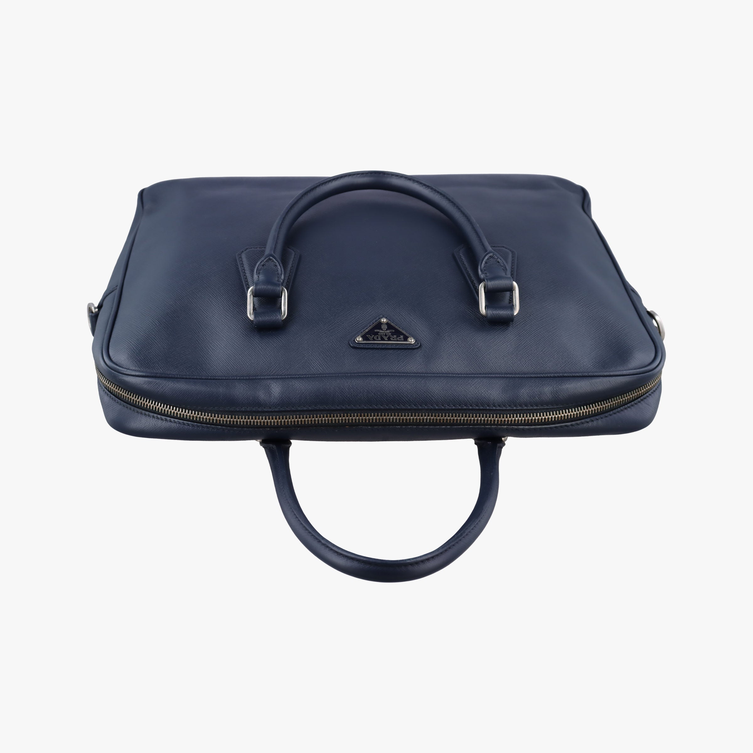 Secondhand Prada Business Briefcase Navy SAFFIANO Leather 2VE011 handbag | stylenewstar