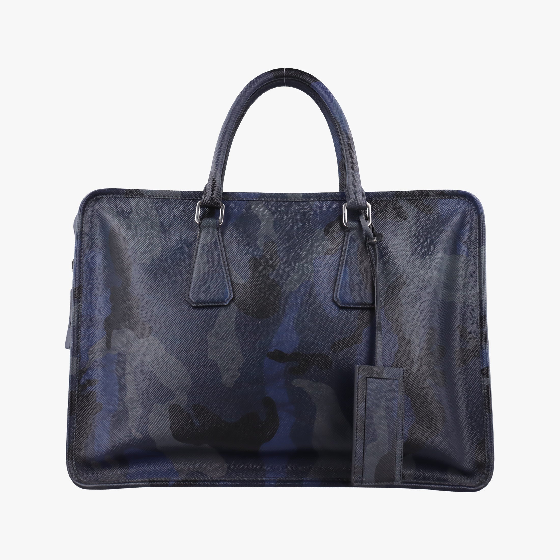 Vintage Prada business bag briefcase Navy Camouflage SAFFIANO Leather 2VE365 handbag | stylenewstar