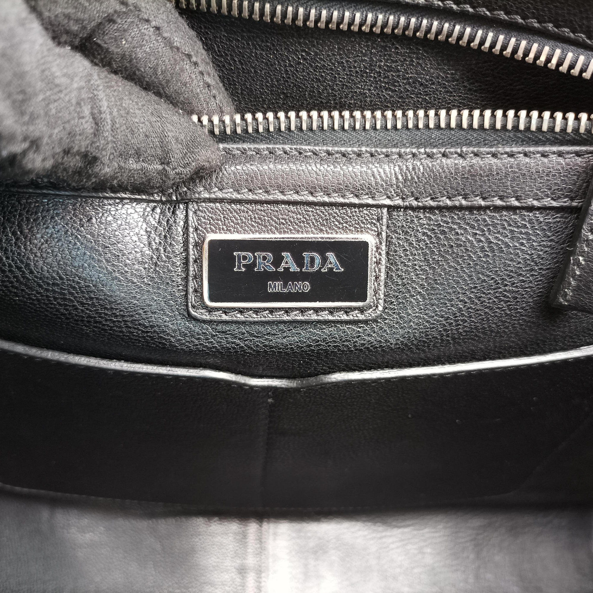Vintage Prada business bag briefcase Navy Camouflage SAFFIANO Leather 2VE365 handbag | stylenewstar