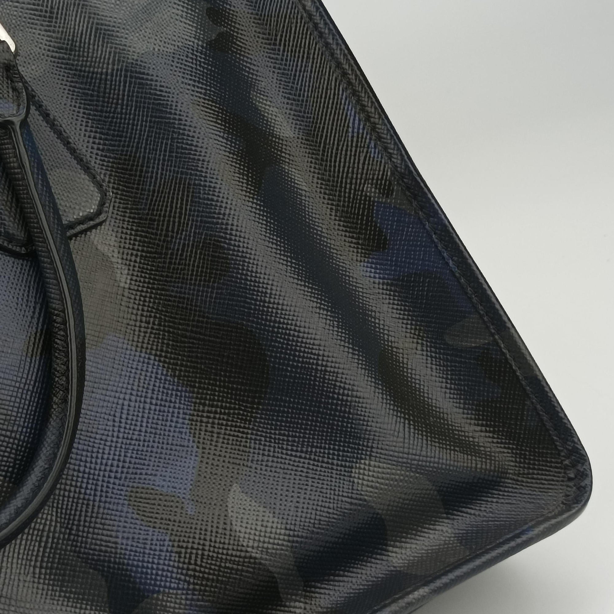 Vintage Prada business bag briefcase Navy Camouflage SAFFIANO Leather 2VE365 handbag | stylenewstar