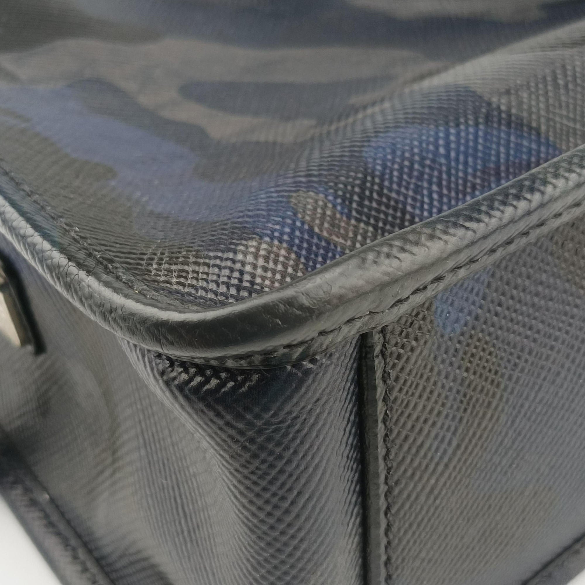 Vintage Prada business bag briefcase Navy Camouflage SAFFIANO Leather 2VE365 handbag | stylenewstar