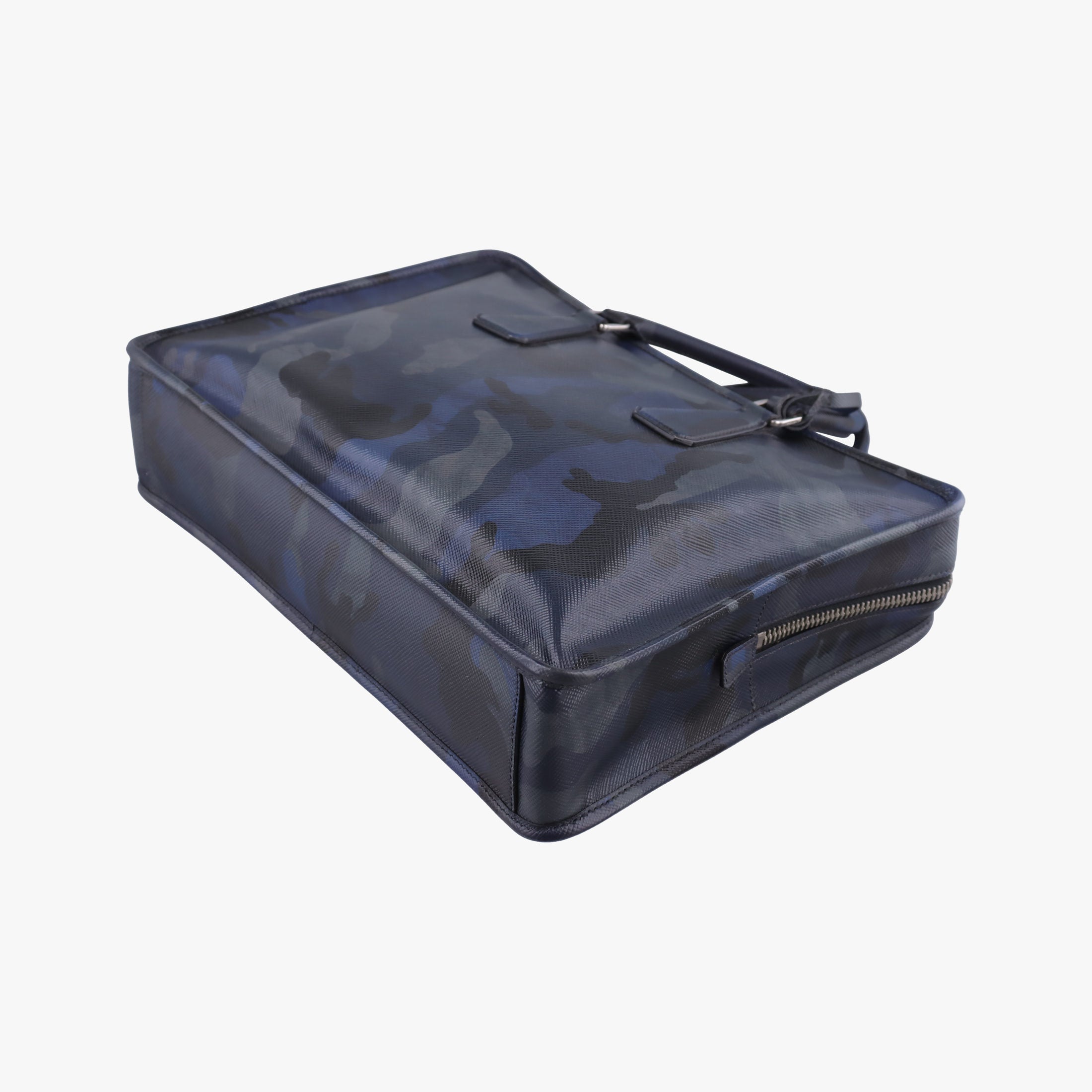 Vintage Prada business bag briefcase Navy Camouflage SAFFIANO Leather 2VE365 handbag | stylenewstar
