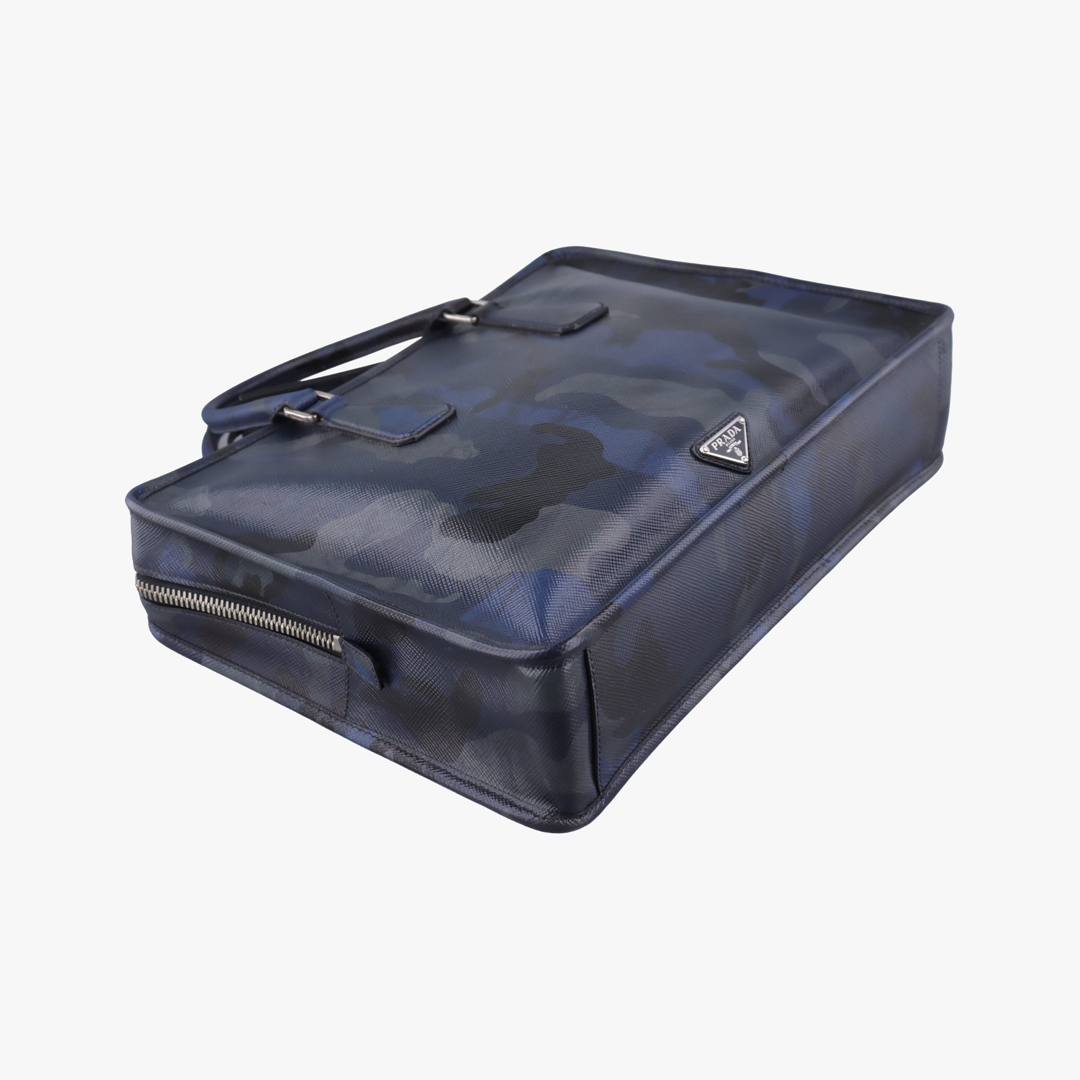 Vintage Prada business bag briefcase Navy Camouflage SAFFIANO Leather 2VE365 handbag | stylenewstar